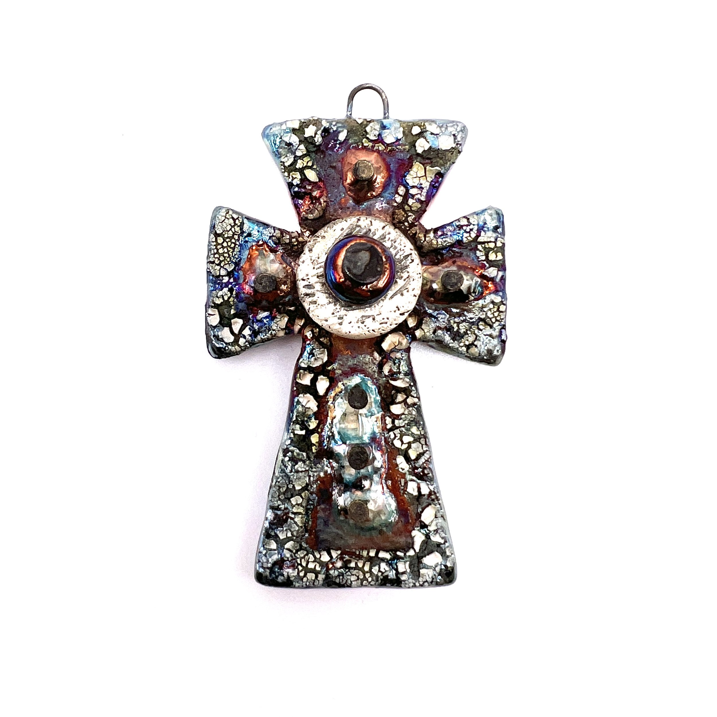 Raku Cross Ceramic Pendant Raku Jewelry Supply Handmade by  MAKUstudio