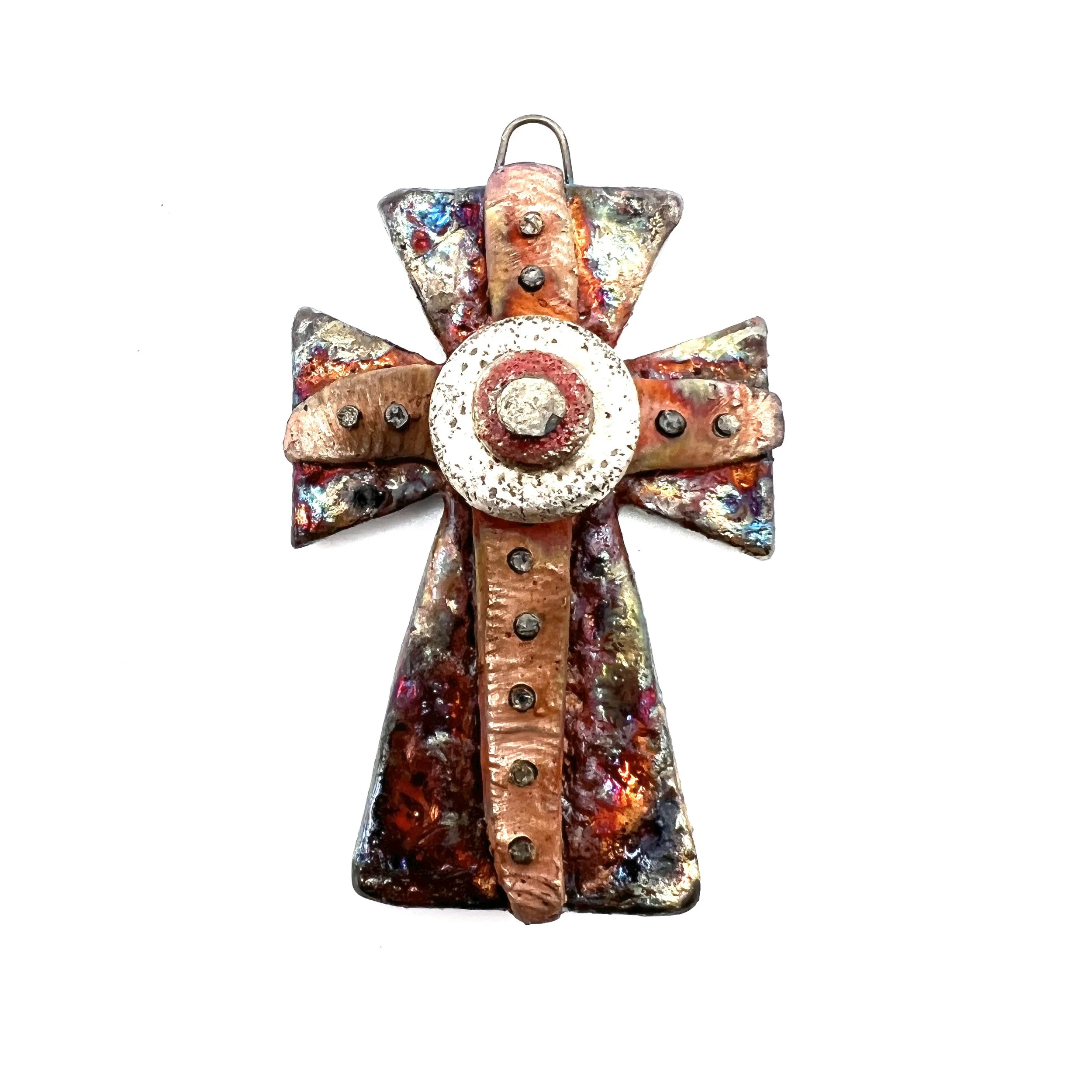 Raku Cross Ceramic Pendant Raku Jewelry Supply Handmade by  MAKUstudio