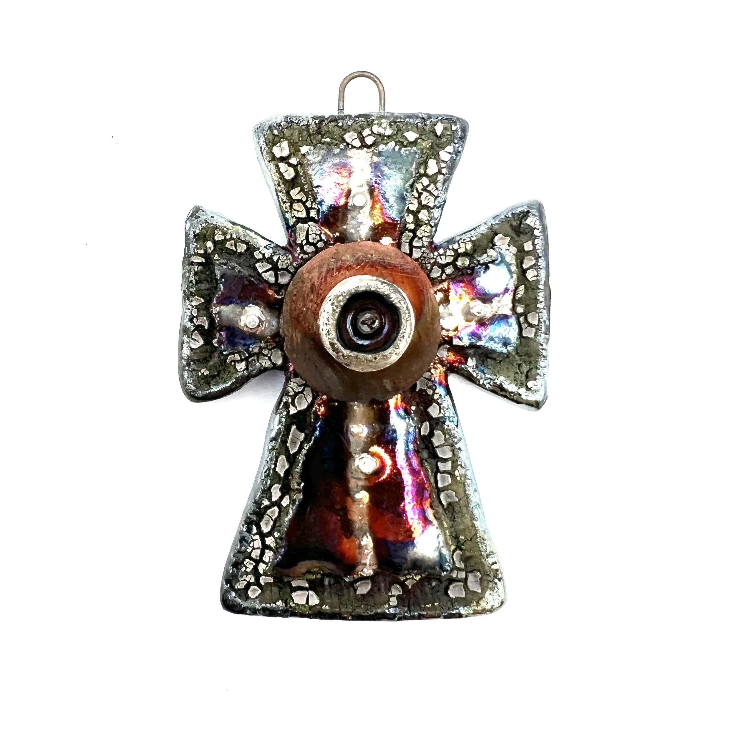 Raku Cross Ceramic Pendant Raku Jewelry Supply Handmade by  MAKUstudio