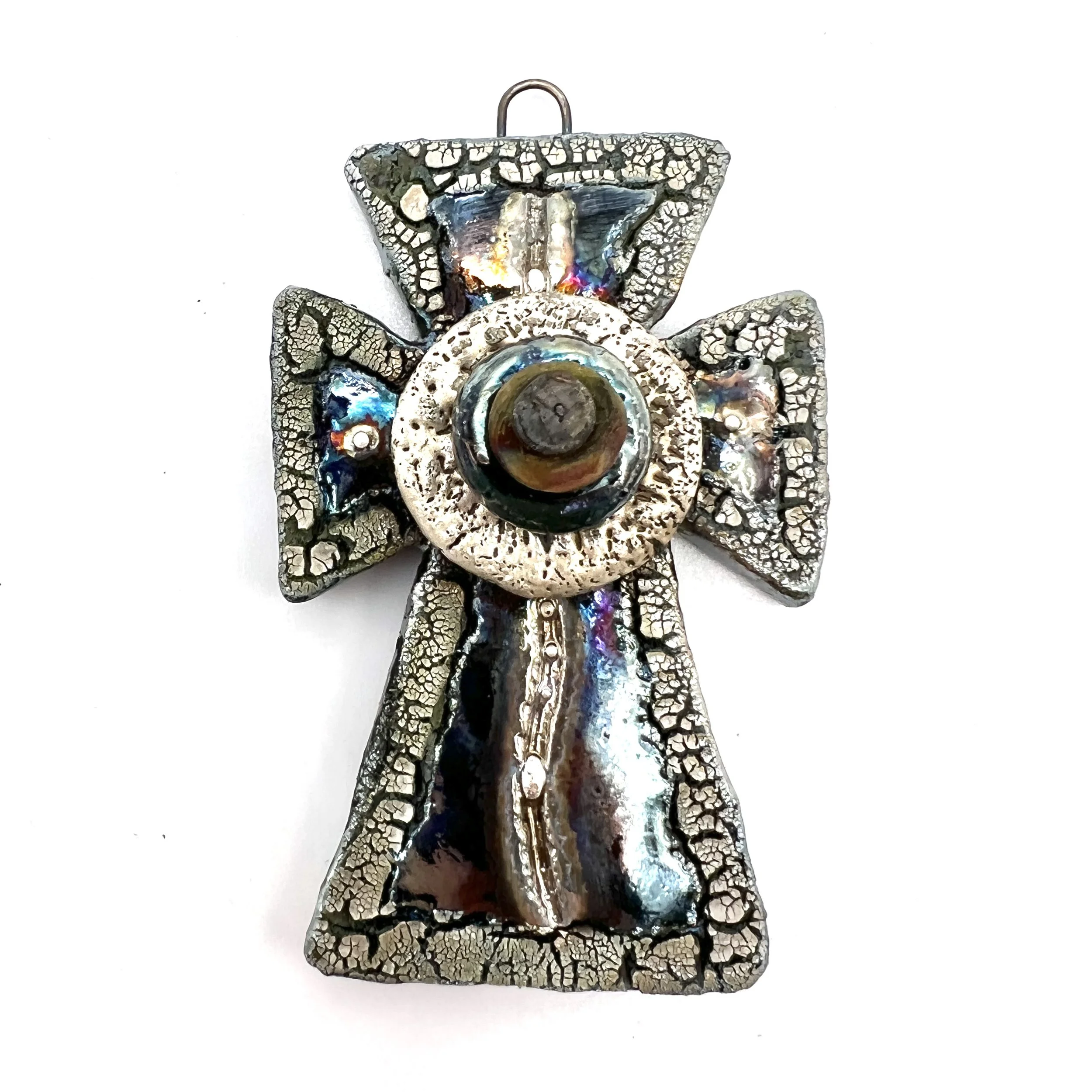 Raku Cross Ceramic Pendant Raku Jewelry Supply Handmade by  MAKUstudio