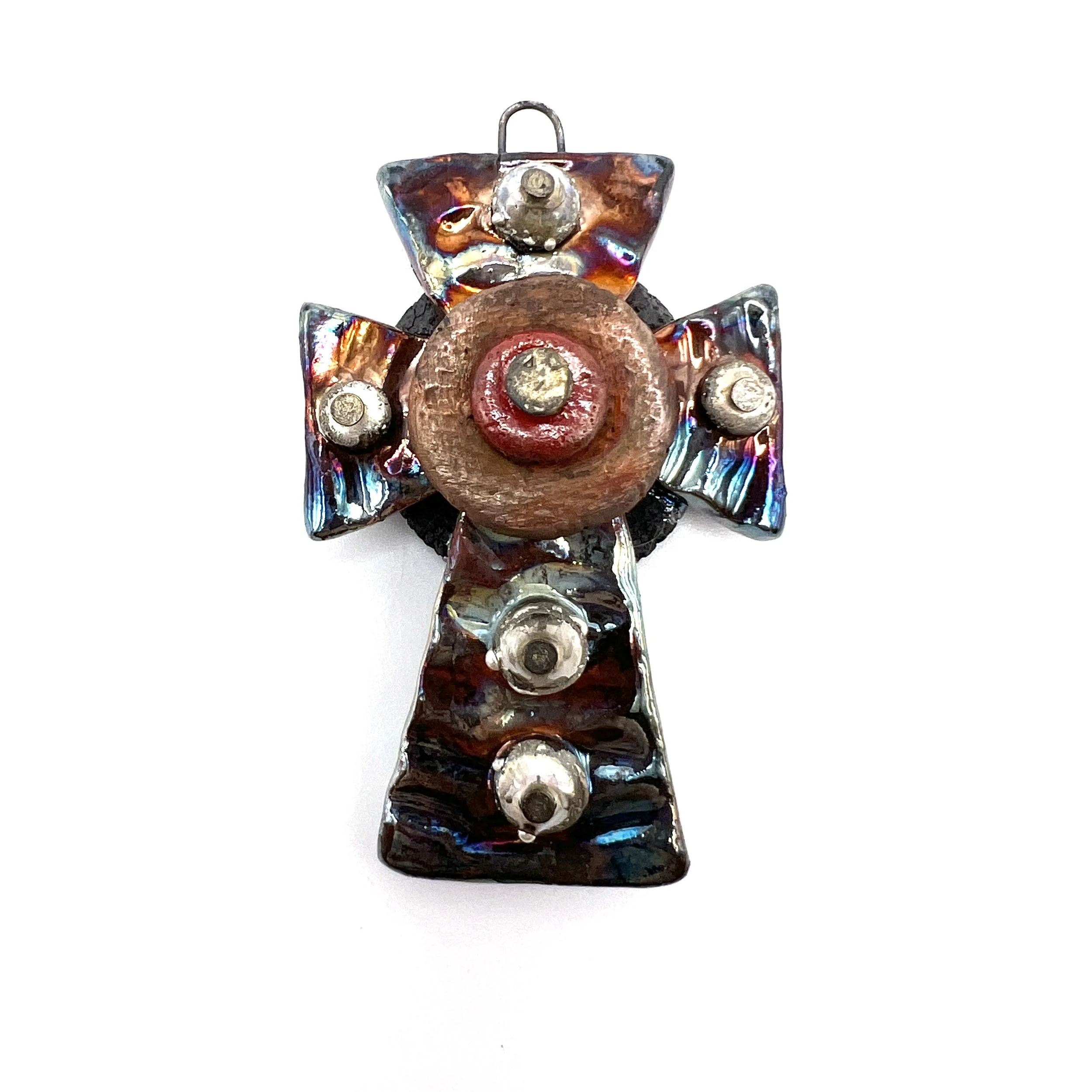 Raku Cross Ceramic Pendant Raku Jewelry Supply Handmade by  MAKUstudio