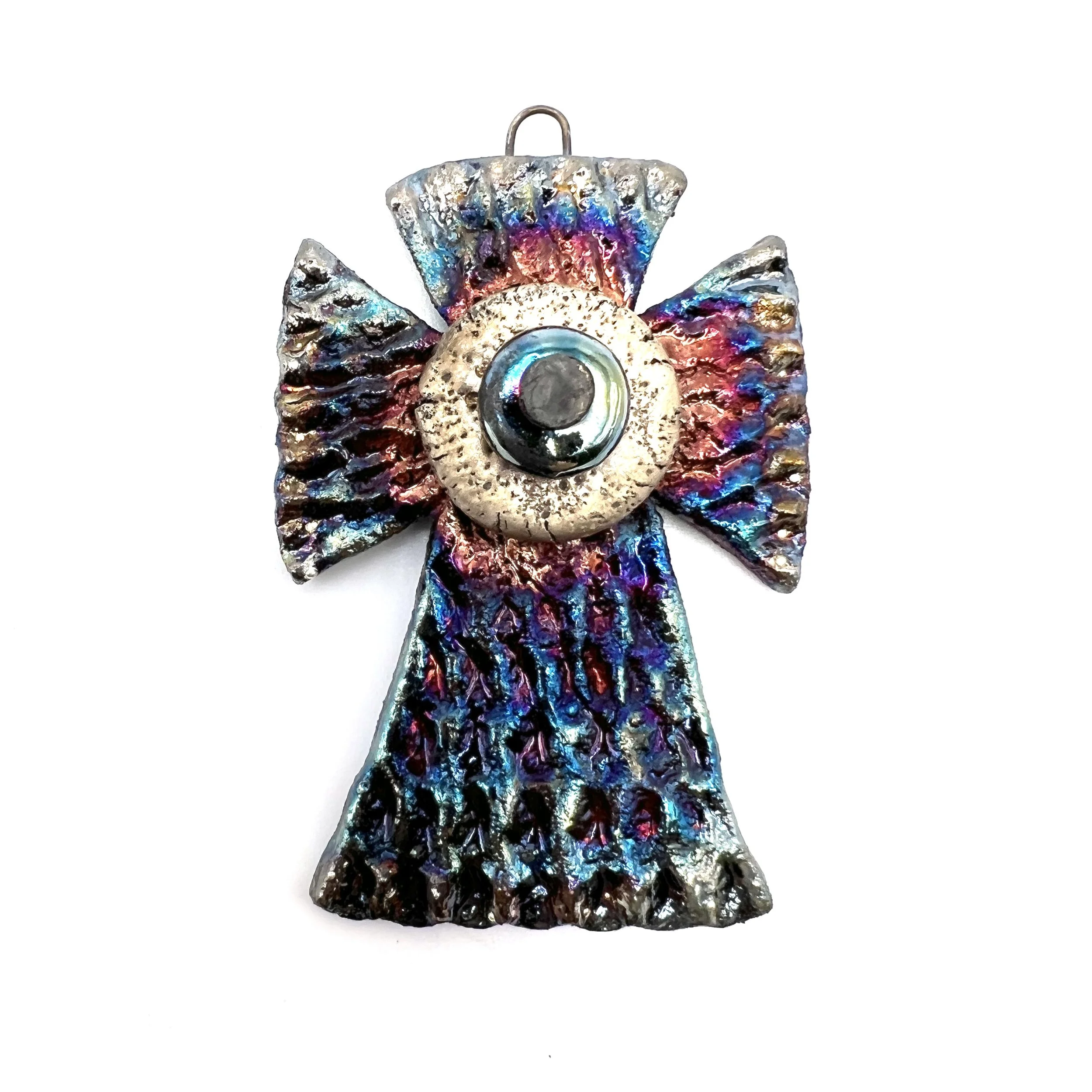 Raku Cross Ceramic Pendant Raku Jewelry Supply Handmade by  MAKUstudio