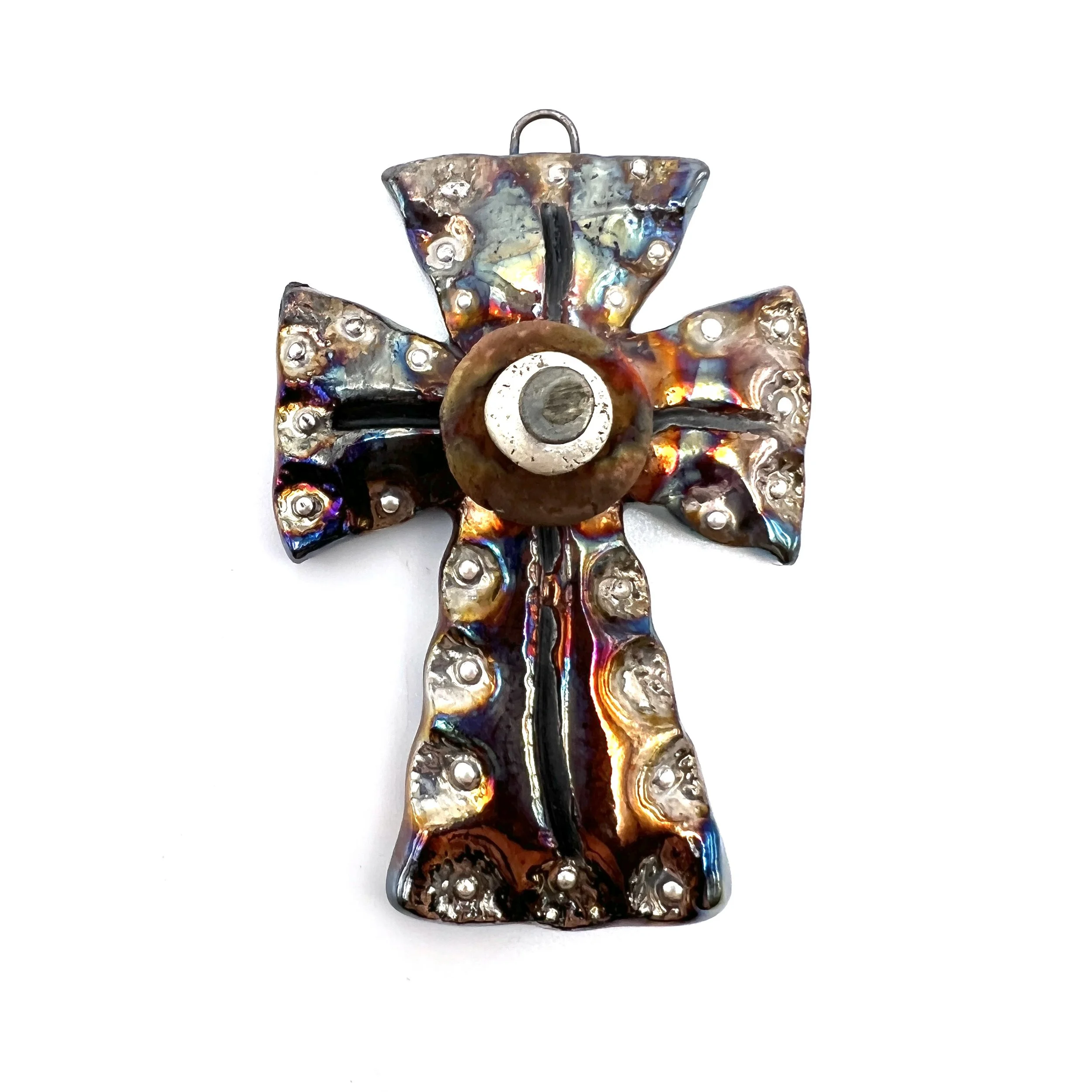 Raku Cross Ceramic Pendant Raku Jewelry Supply Handmade by  MAKUstudio