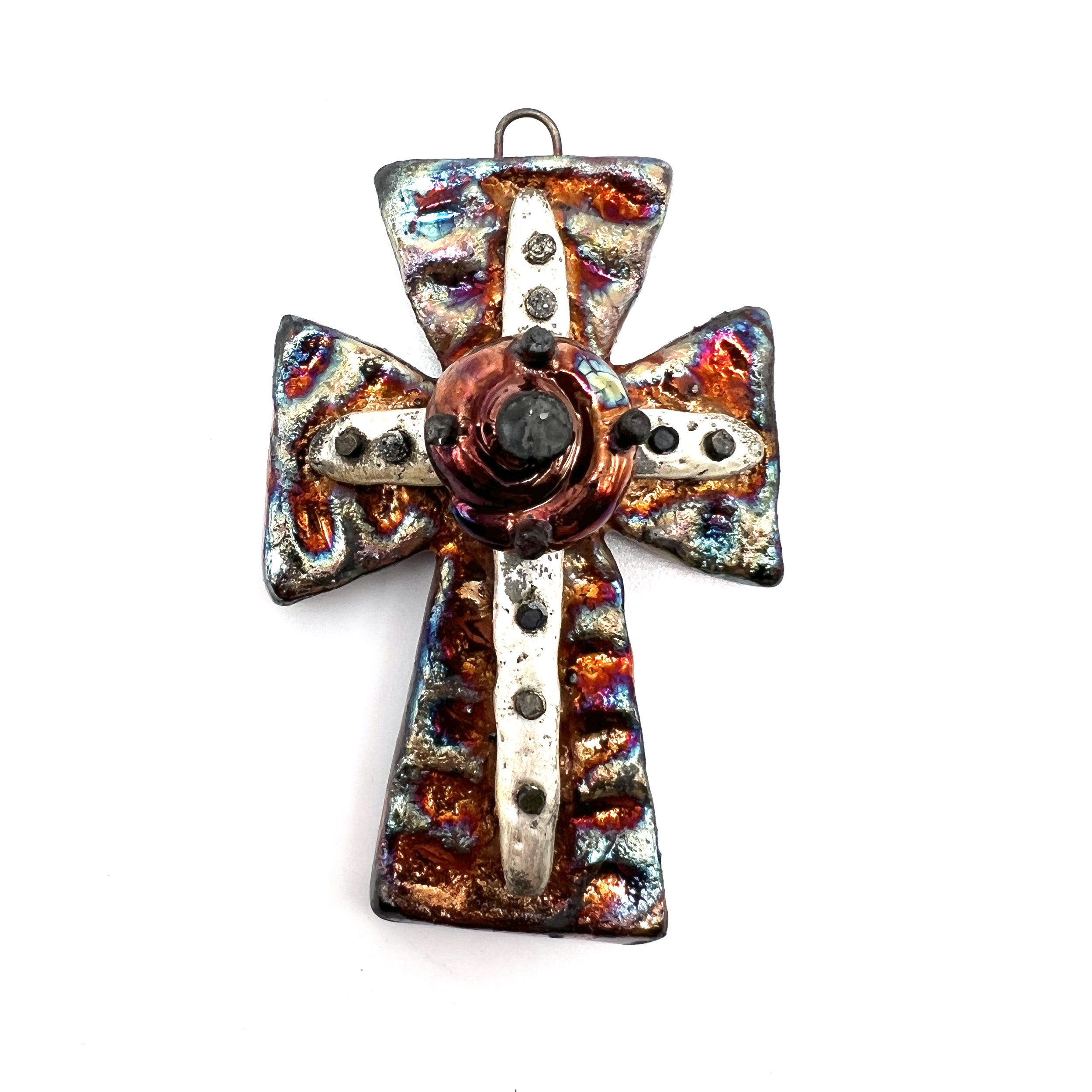 Raku Cross Ceramic Pendant Raku Jewelry Supply Handmade by  MAKUstudio