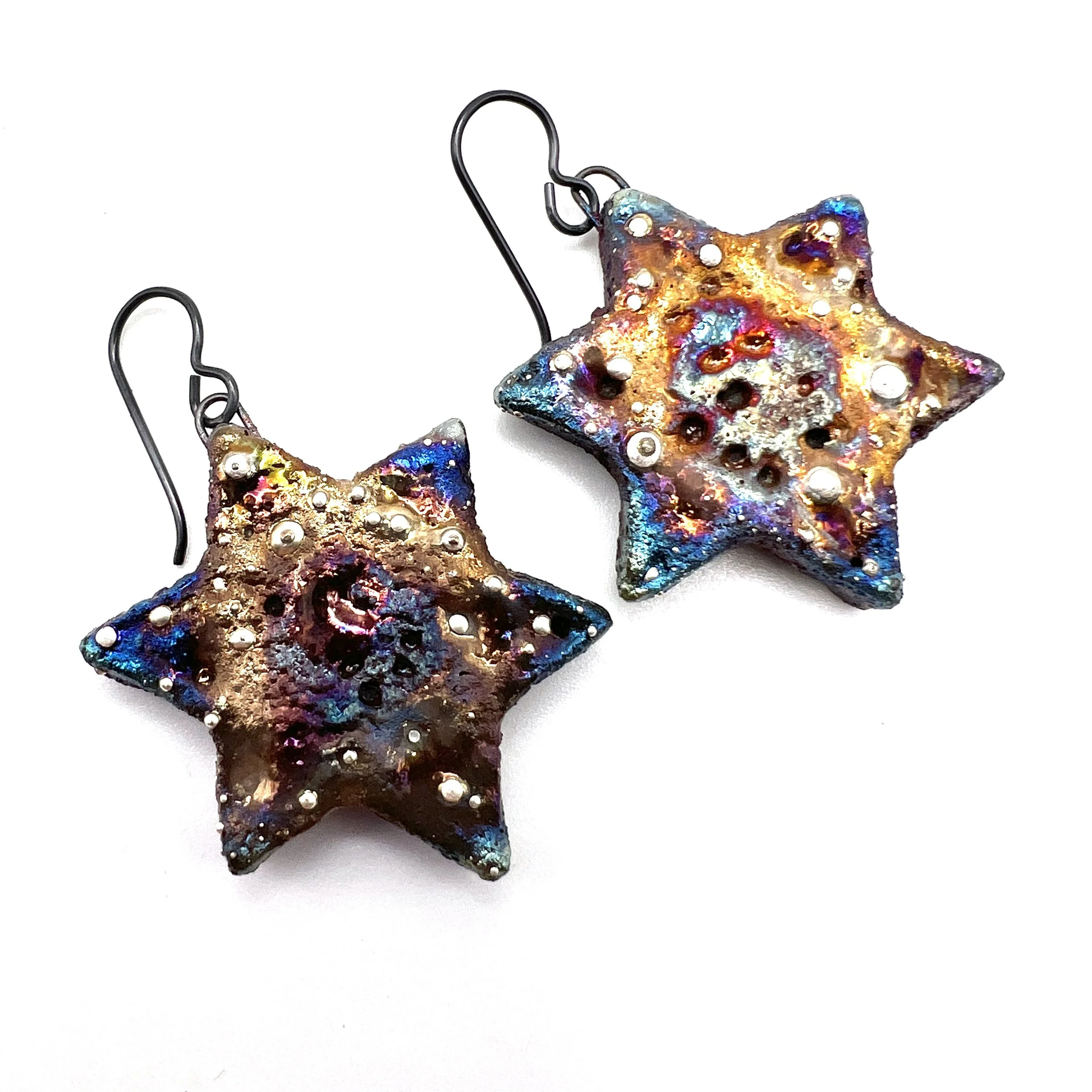Raku Star of David Earrings Ceramic Jewelry Supply Handmade by MAKUstudio