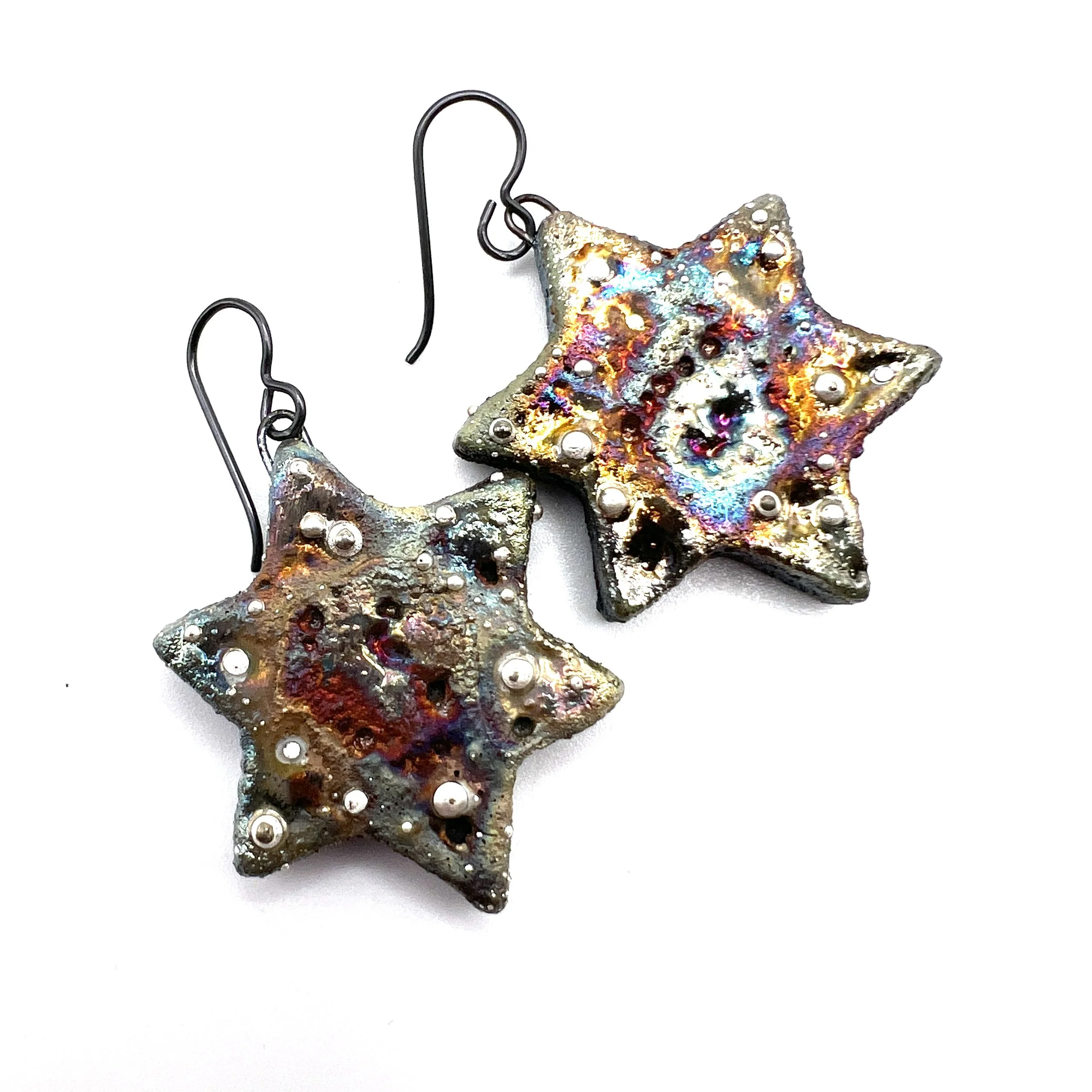 Raku Star of David Earrings Ceramic Jewelry Supply Handmade by MAKUstudio