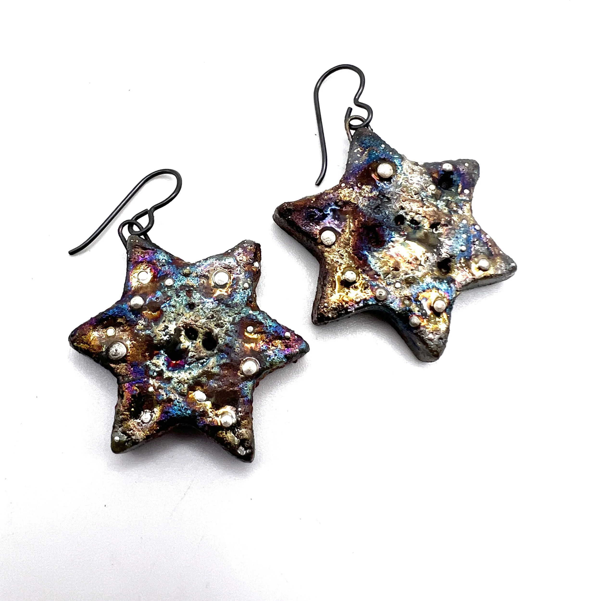 Raku Star of David Earrings Ceramic Jewelry Supply Handmade by MAKUstudio