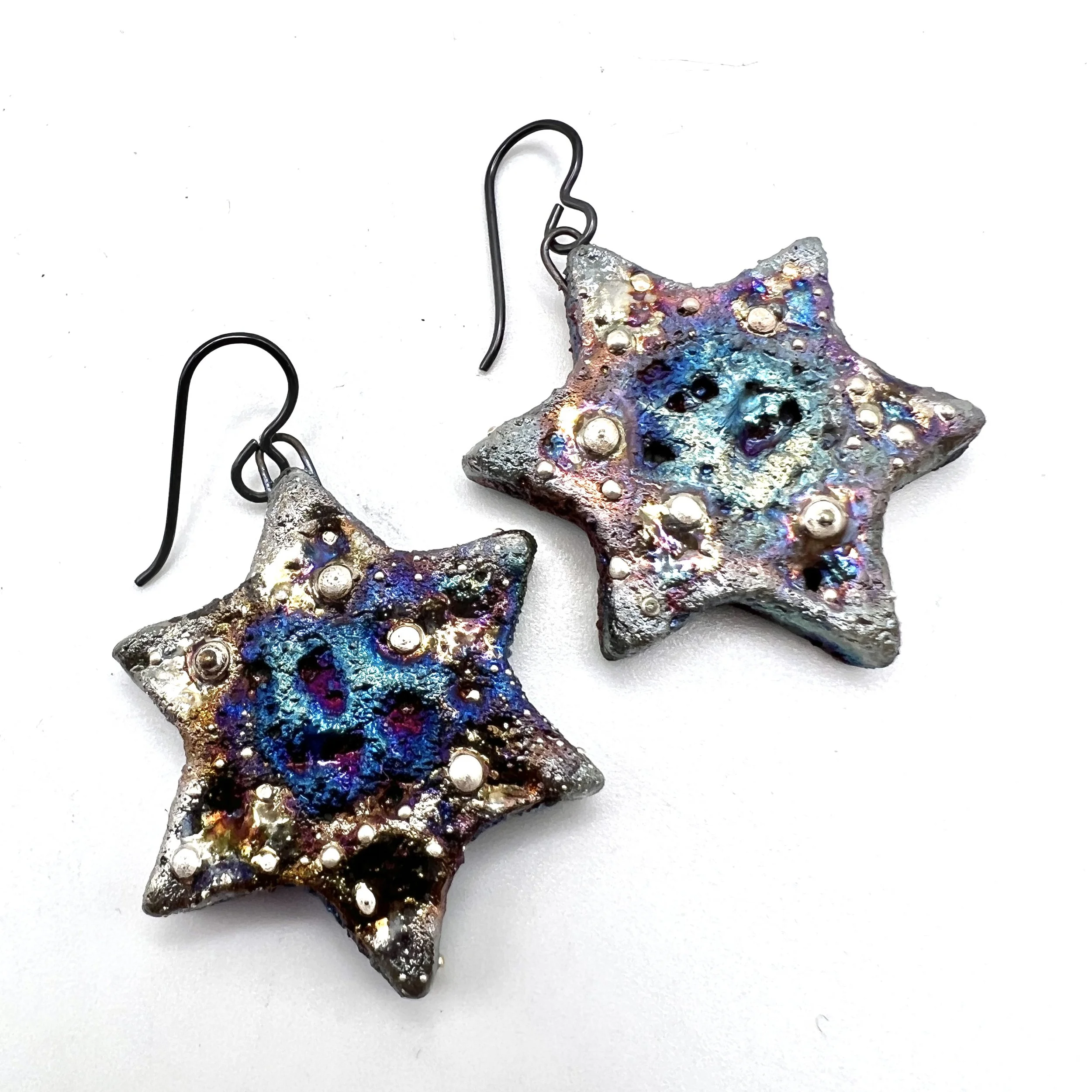 Raku Star of David Earrings Ceramic Jewelry Supply Handmade by MAKUstudio