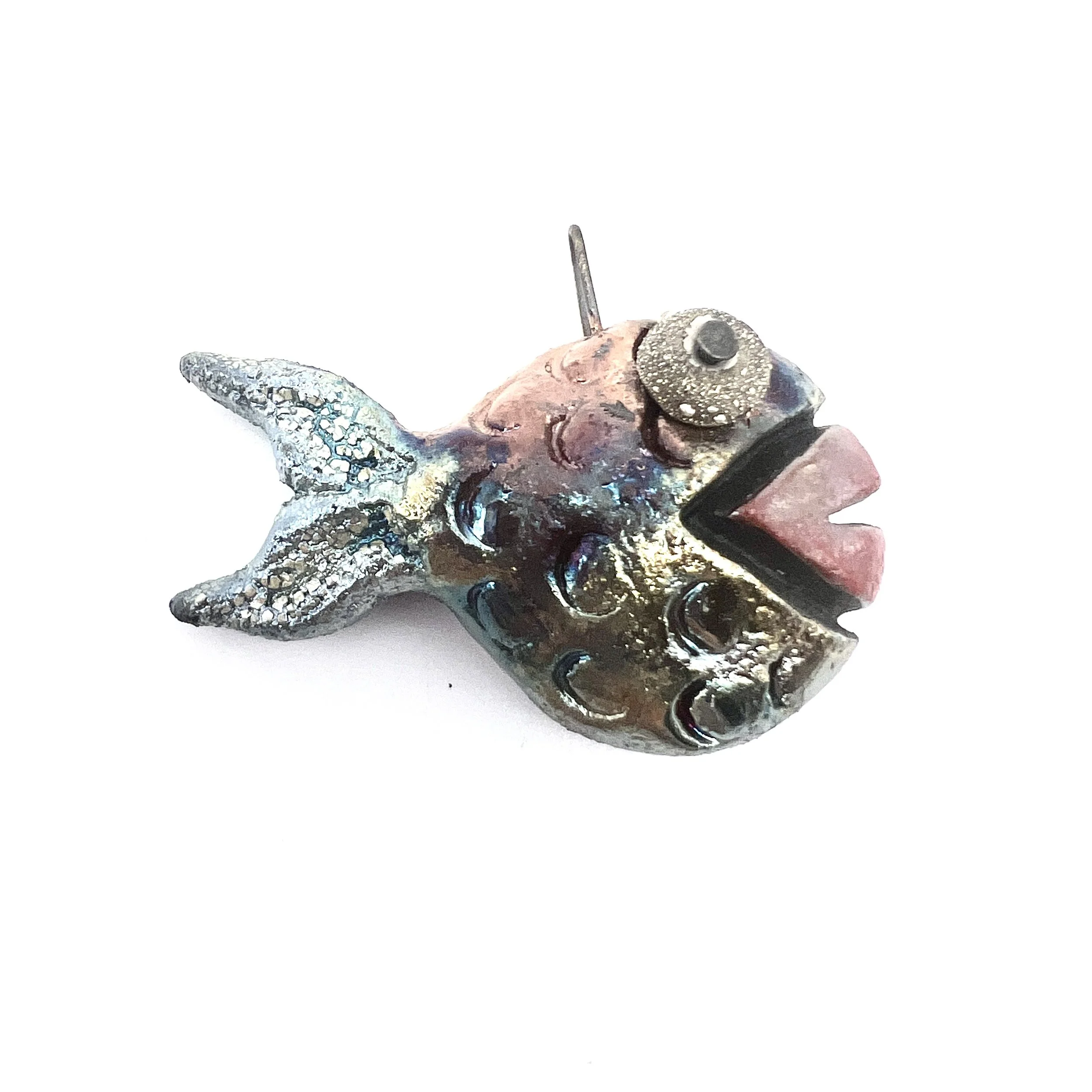 Raku Fish Pendant Ceramic Jewelry Supply Handmade by MAKUstudio