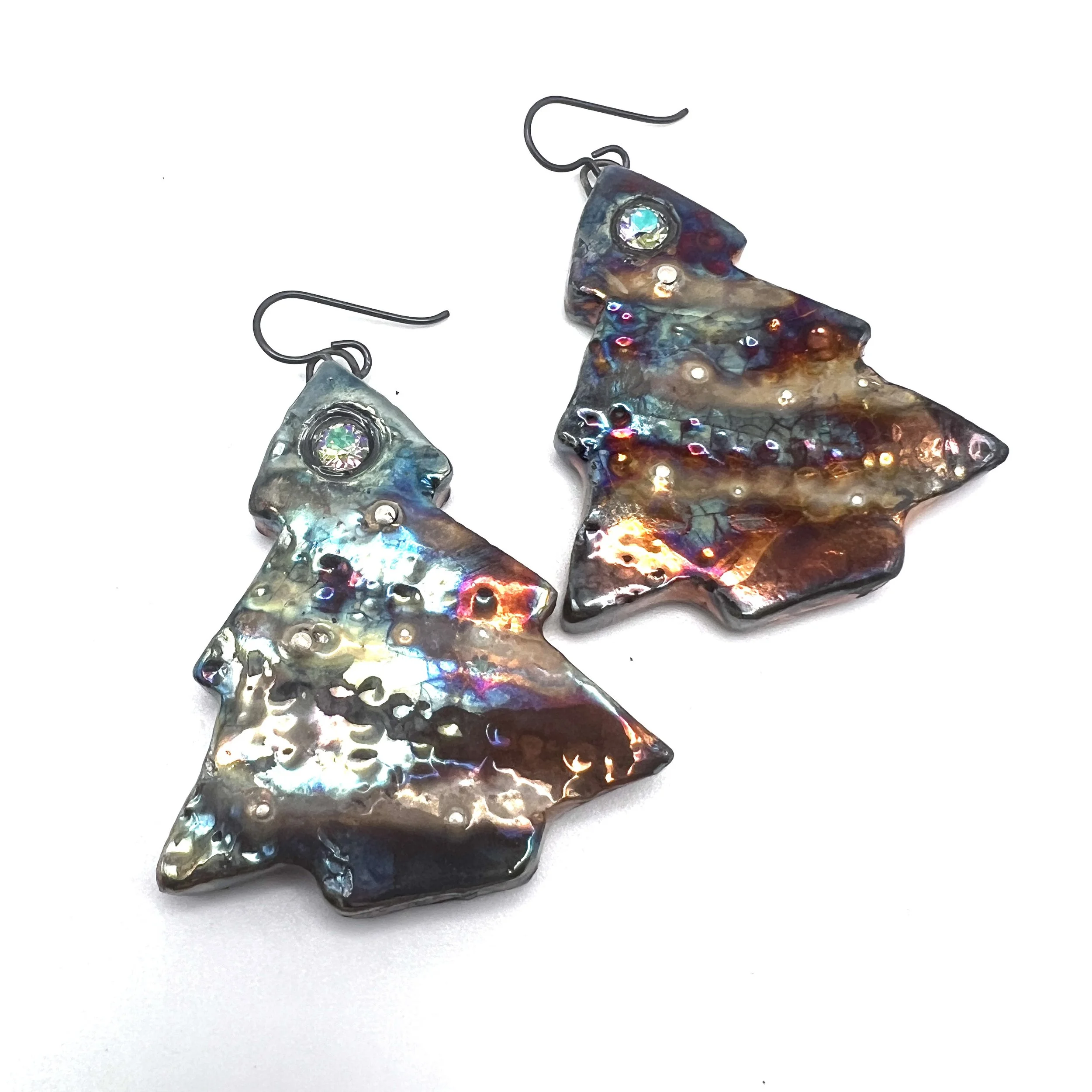 Christmas Tree Earrings Ceramic Jewelry Supply Handmade by MAKUstudio