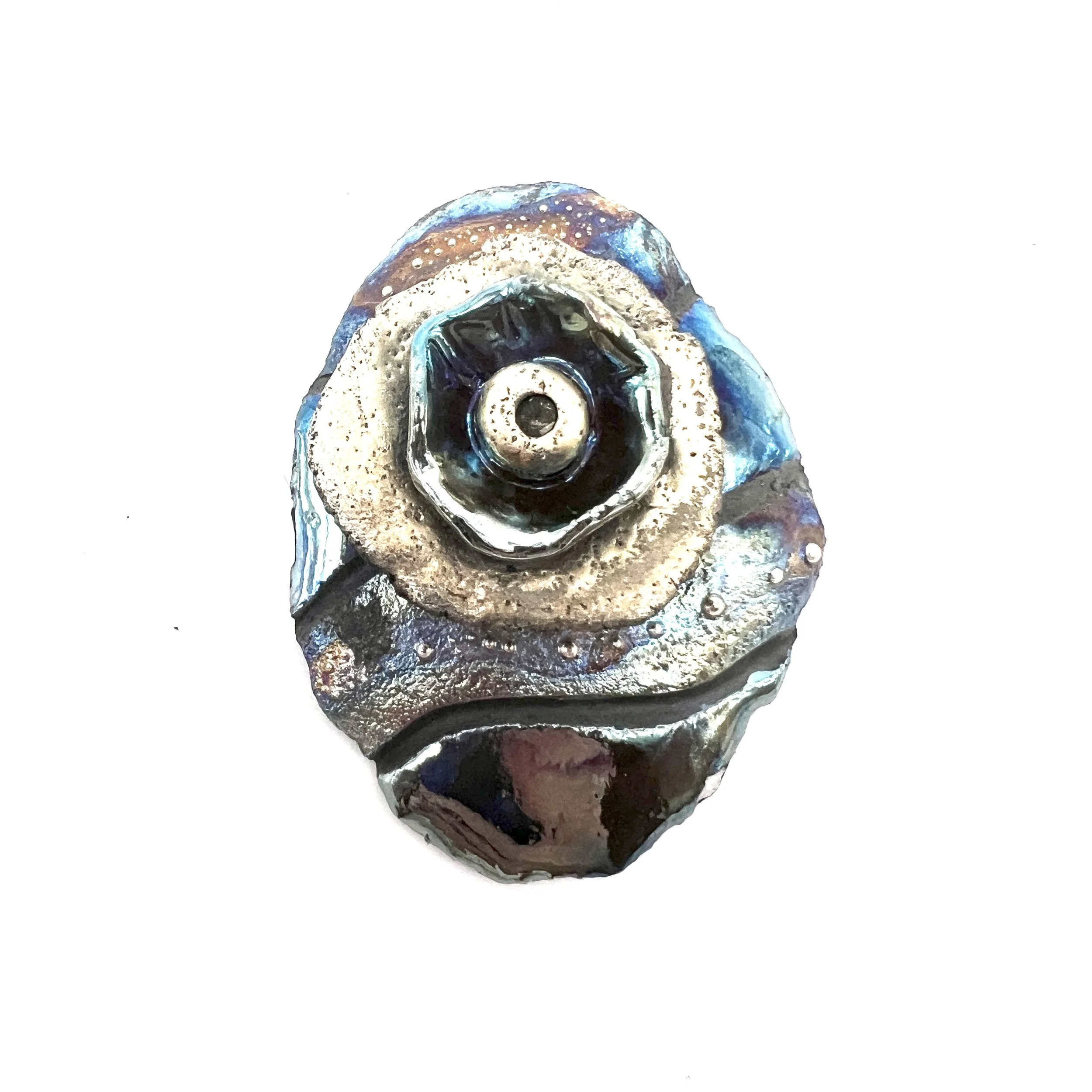 Flower Raku Cabochon Jewelry Supply Handmade by MAKUstudio