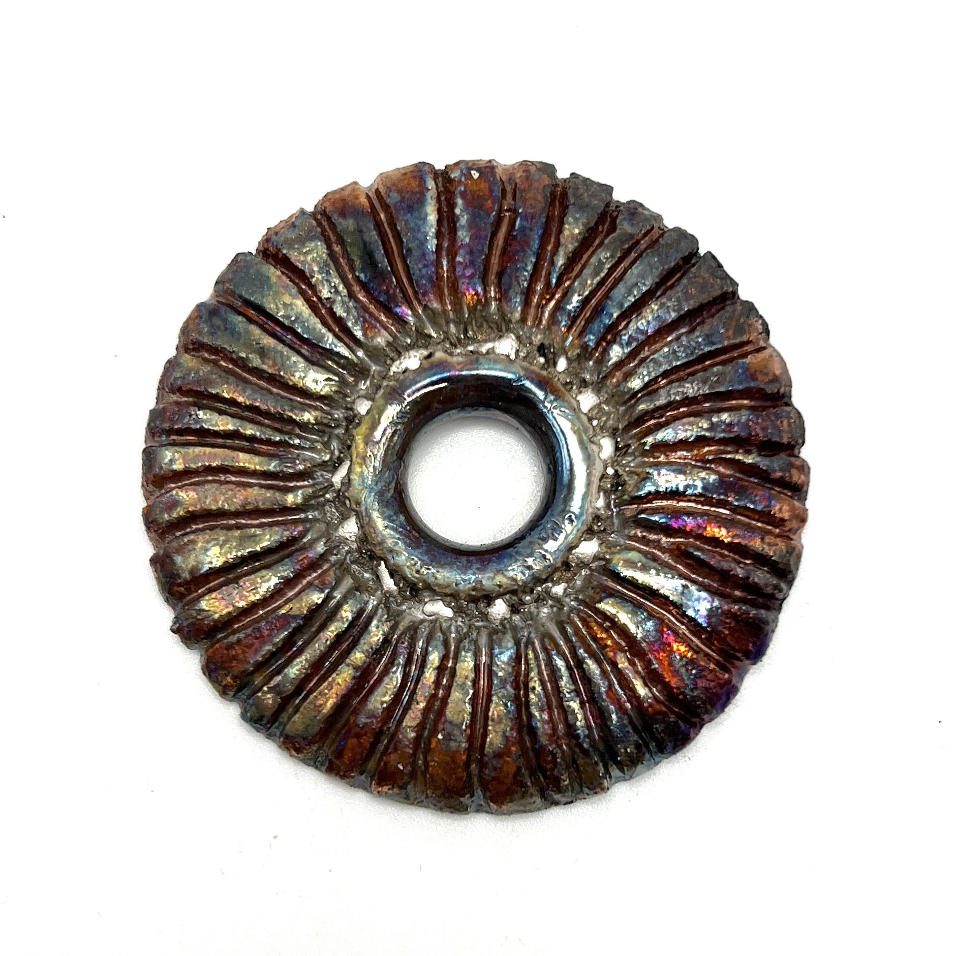 Raku Donut Cabochon or Pendant Ceramic Jewelry Supply by MAKUstudio