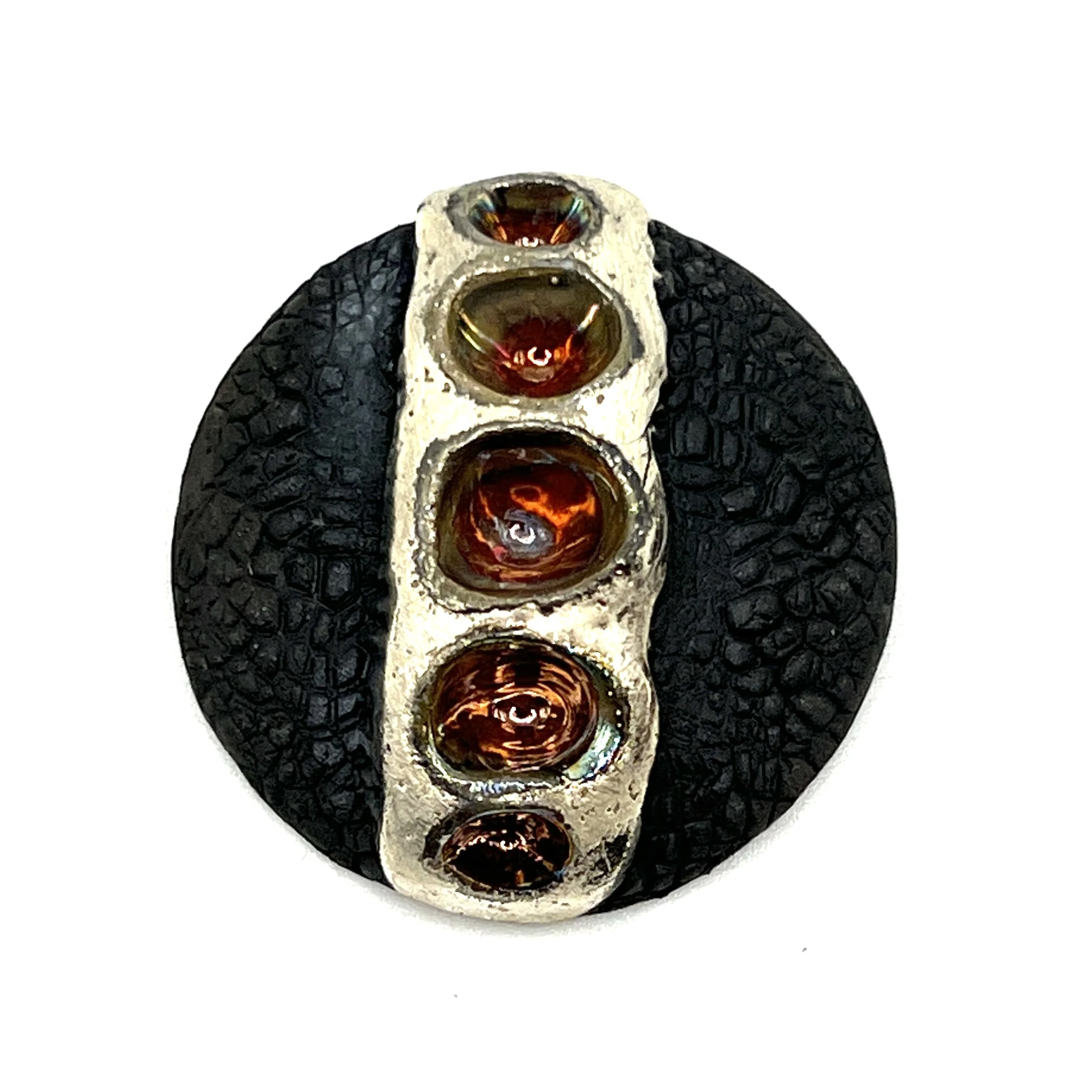 Row of Pods Raku Cabochon Jewelry Supply Handmade by MAKUstudio
