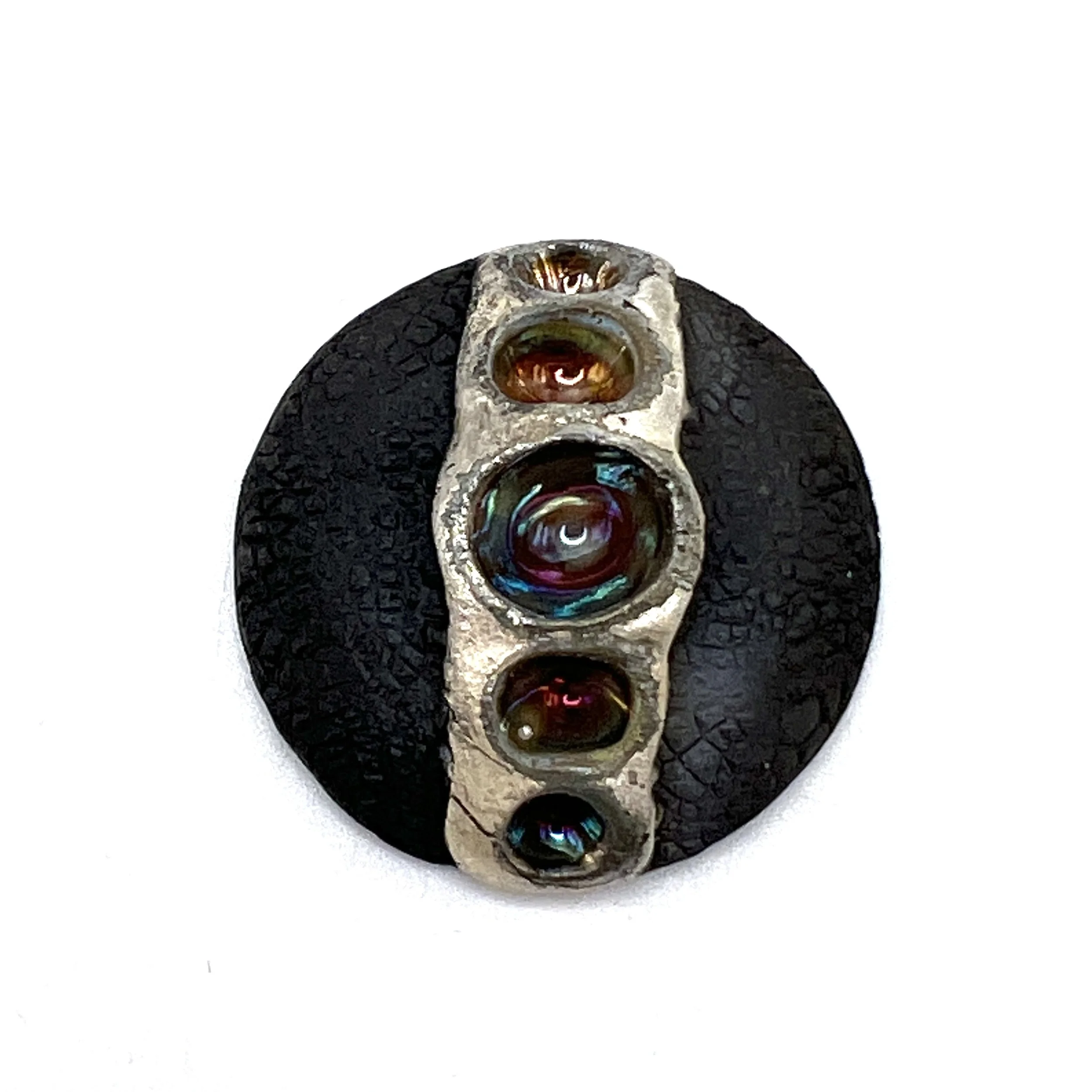 Row of Pods Raku Cabochon Jewelry Supply Handmade by MAKUstudio