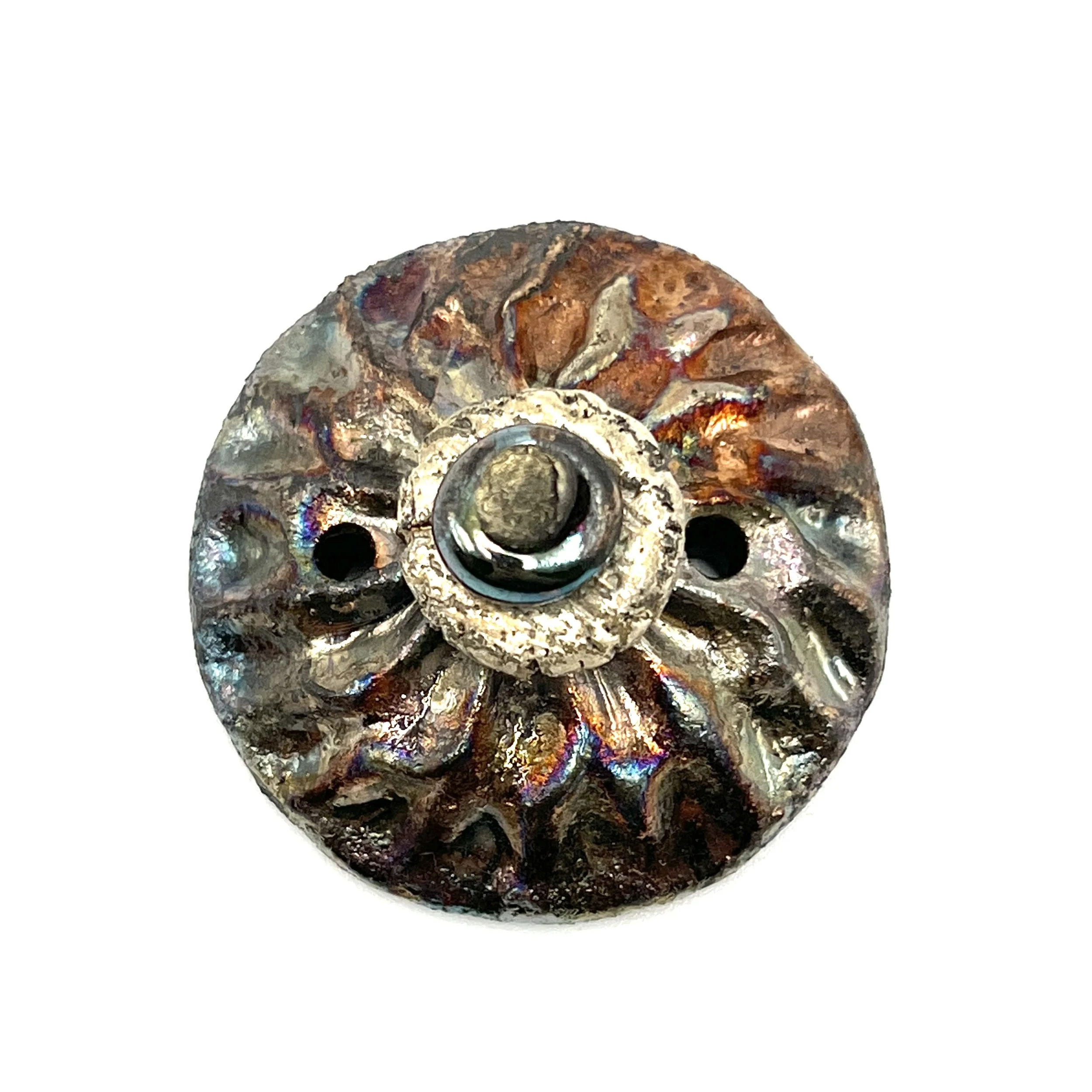 Raku Button or Cabochon Jewelry Supply Handmade by MAKUstudio