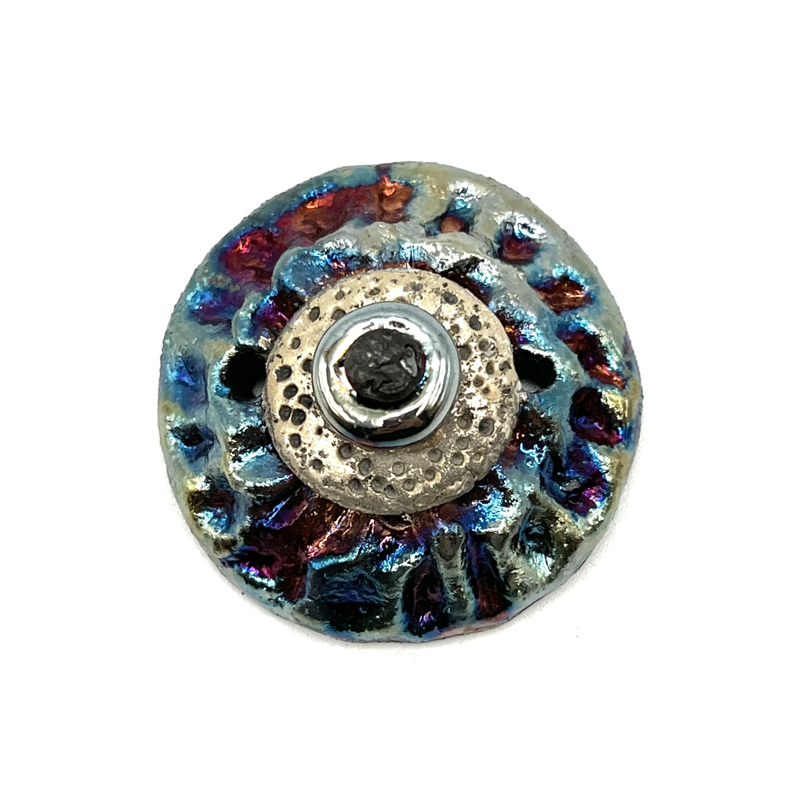 Raku Button or Cabochon Jewelry Supply Handmade by MAKUstudio