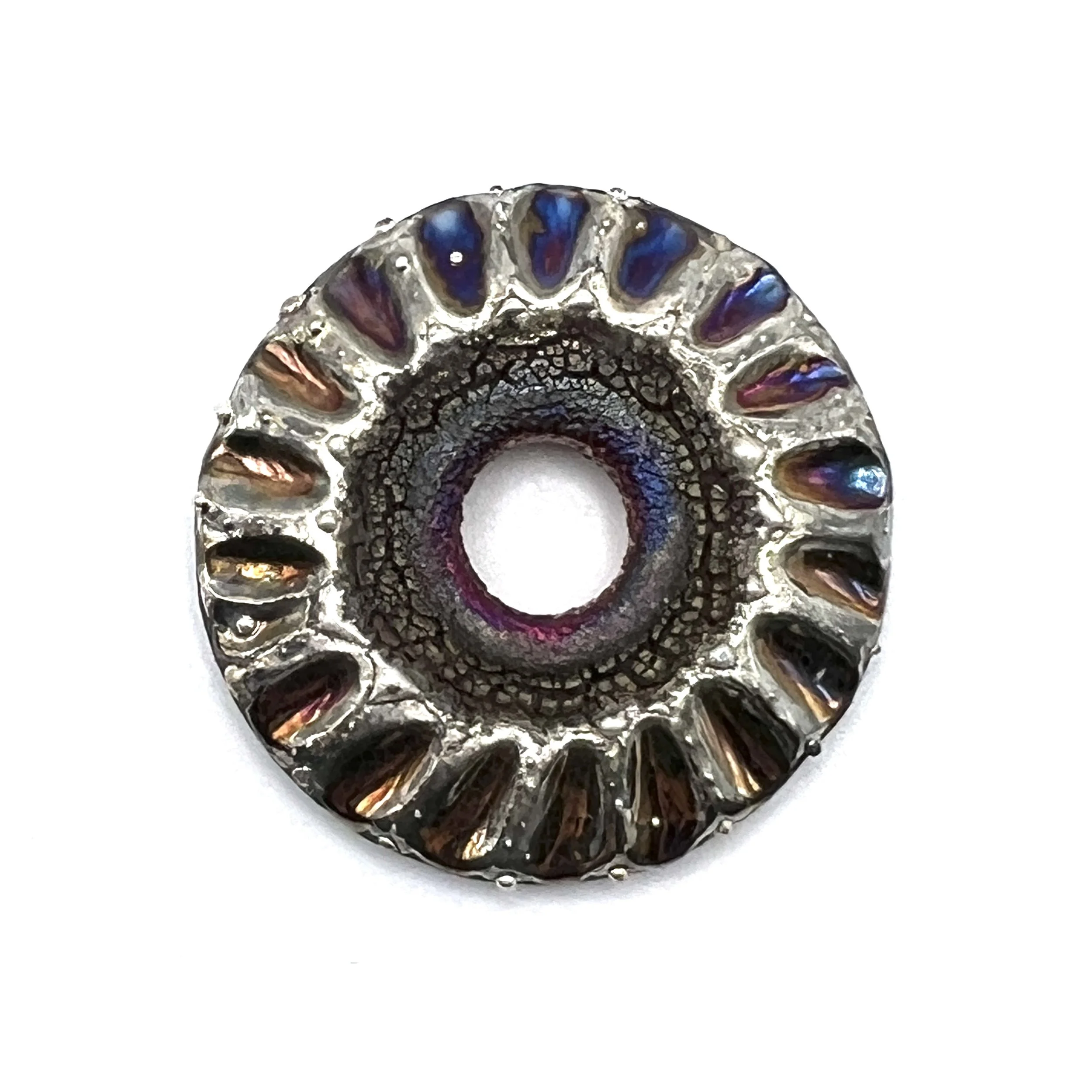 Raku Donut Cabochon or Pendant Ceramic Jewelry Supply by MAKUstudio