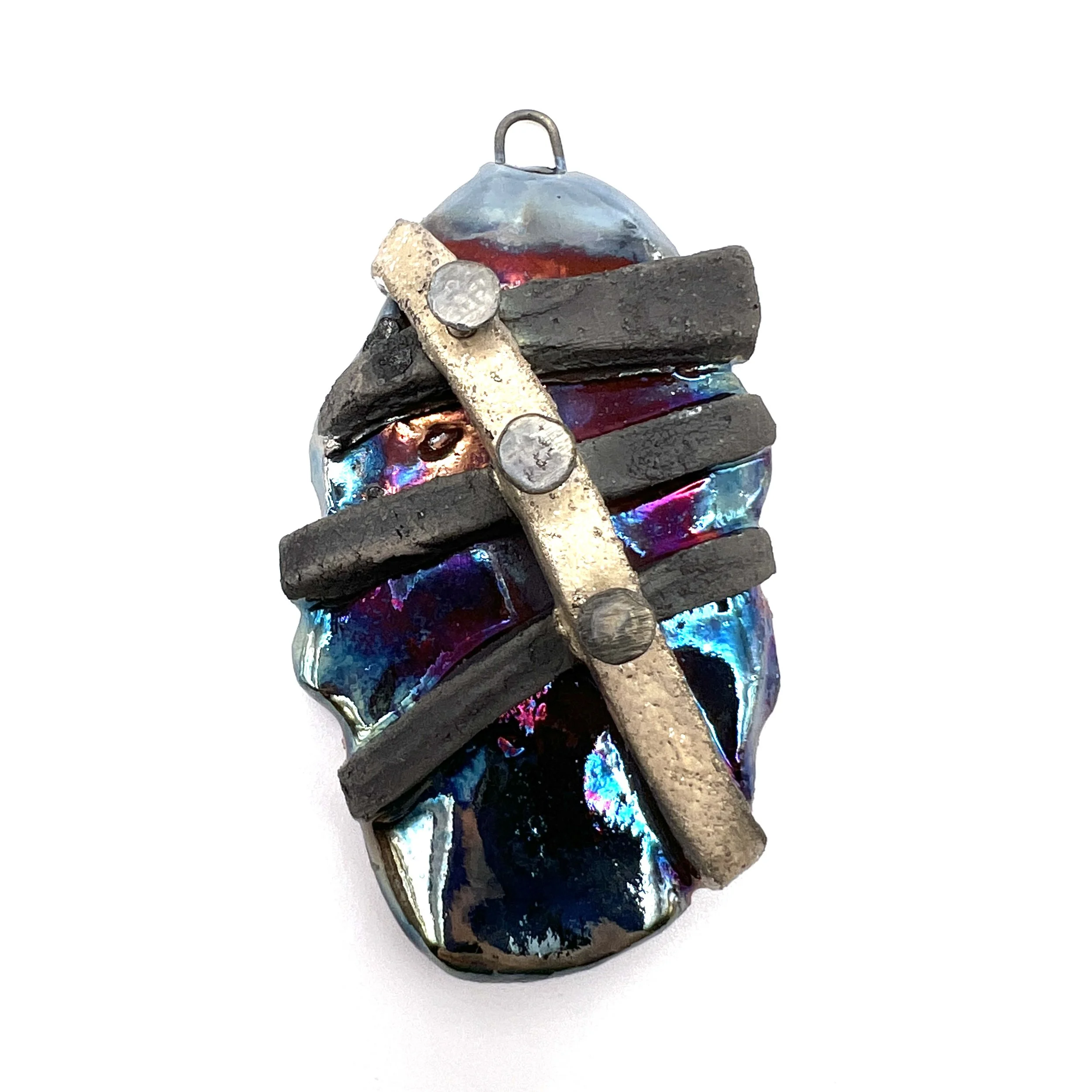 Large Raku Pendant Jewelry Supply Handmade by MAKUstudio