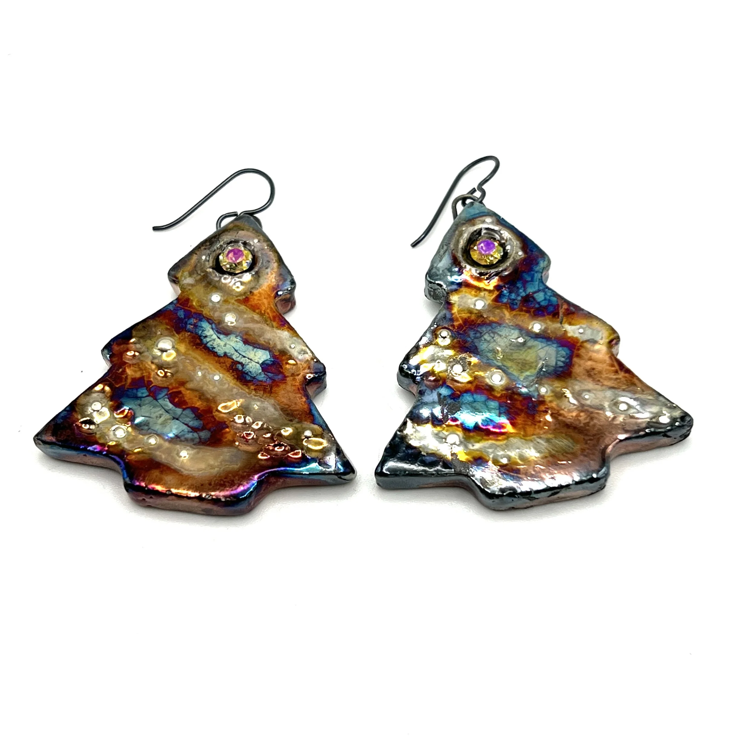 Christmas Tree Earrings Ceramic Jewelry Supply Handmade by MAKUstudio