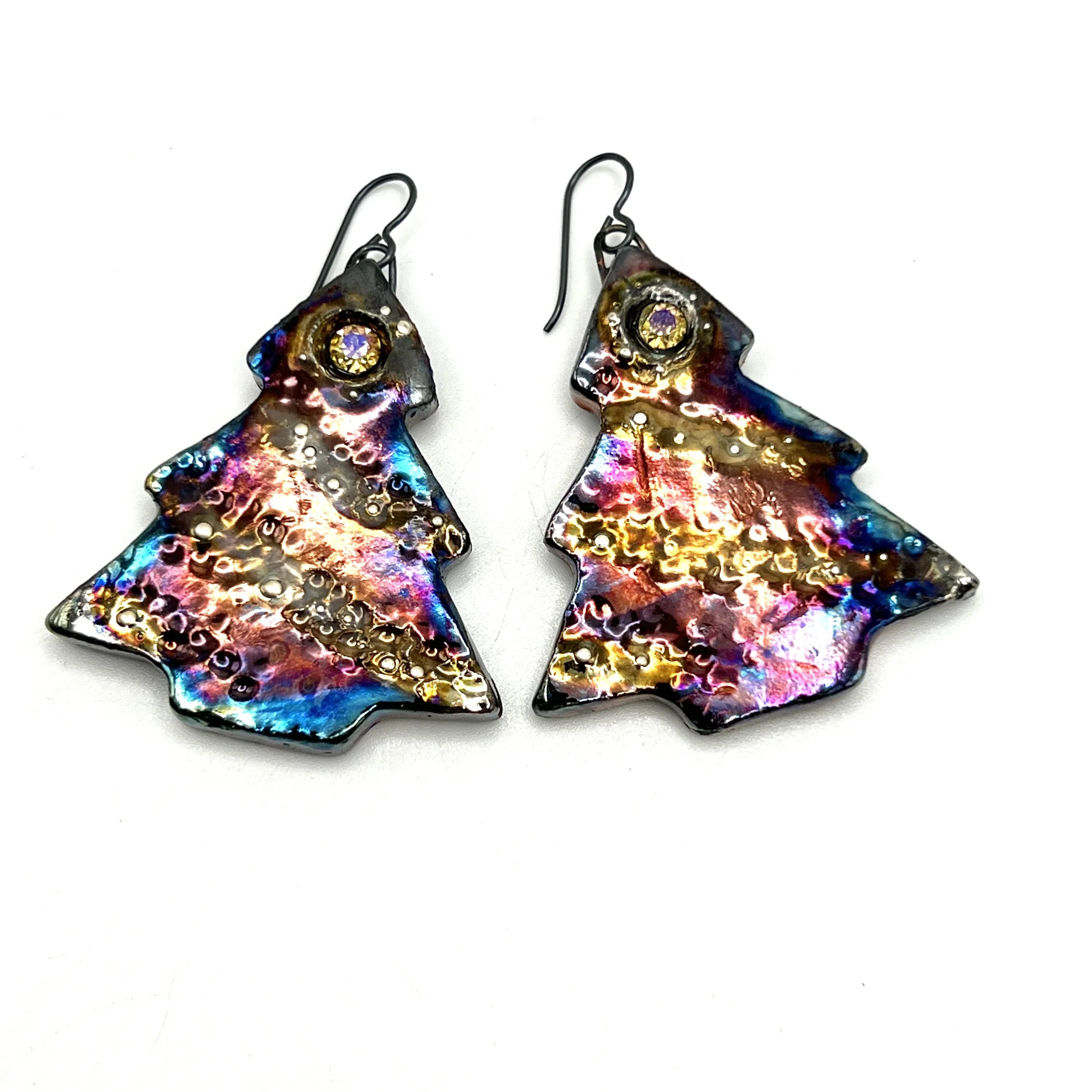 Christmas Tree Earrings Ceramic Jewelry Supply Handmade by MAKUstudio