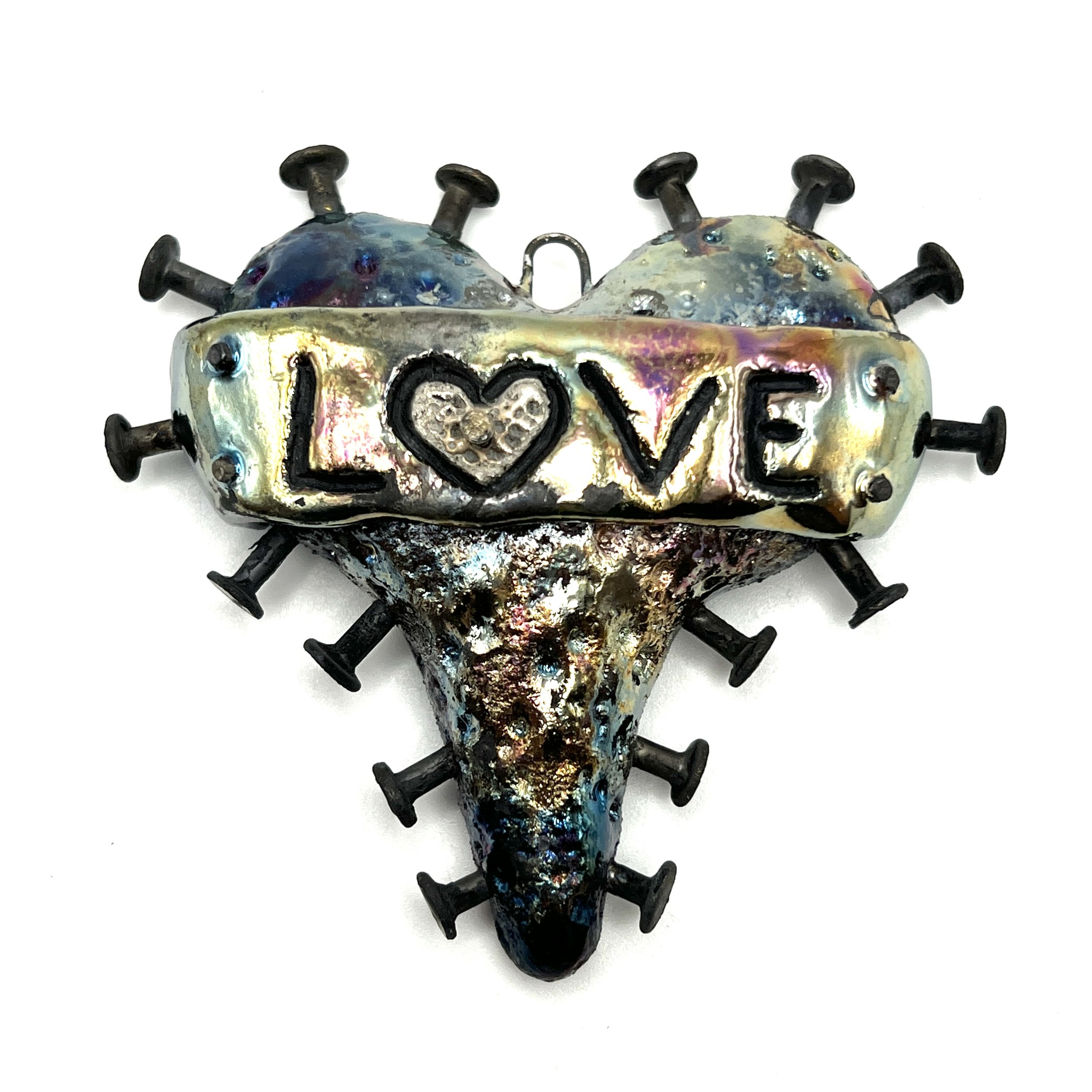 Big Love Nailed Heart Pendant Ceramic Jewelry Supply Handmade by MAKUstudio