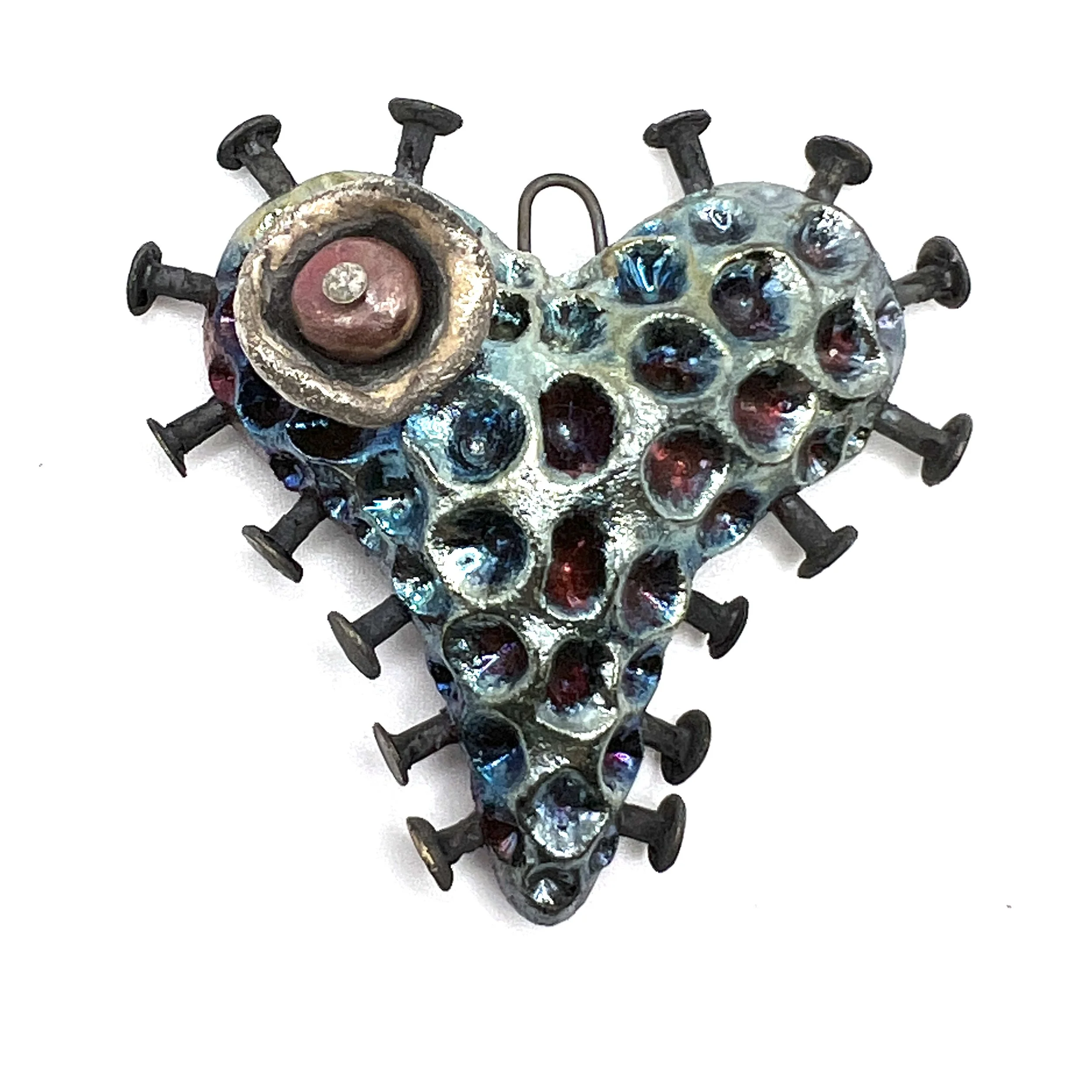 Nailed Heart Pendant Jewelry Supply Handmade by MAKUstudio