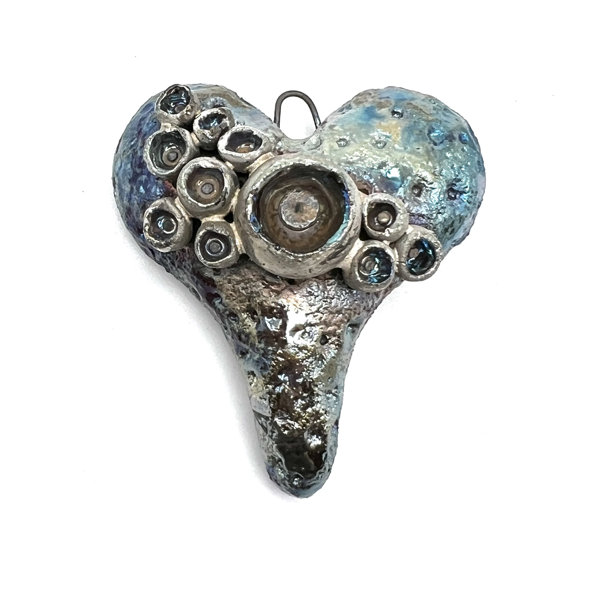 Raku Heart Pods Pendant Ceramic Jewelry Supply Handmade by MAKUstudio