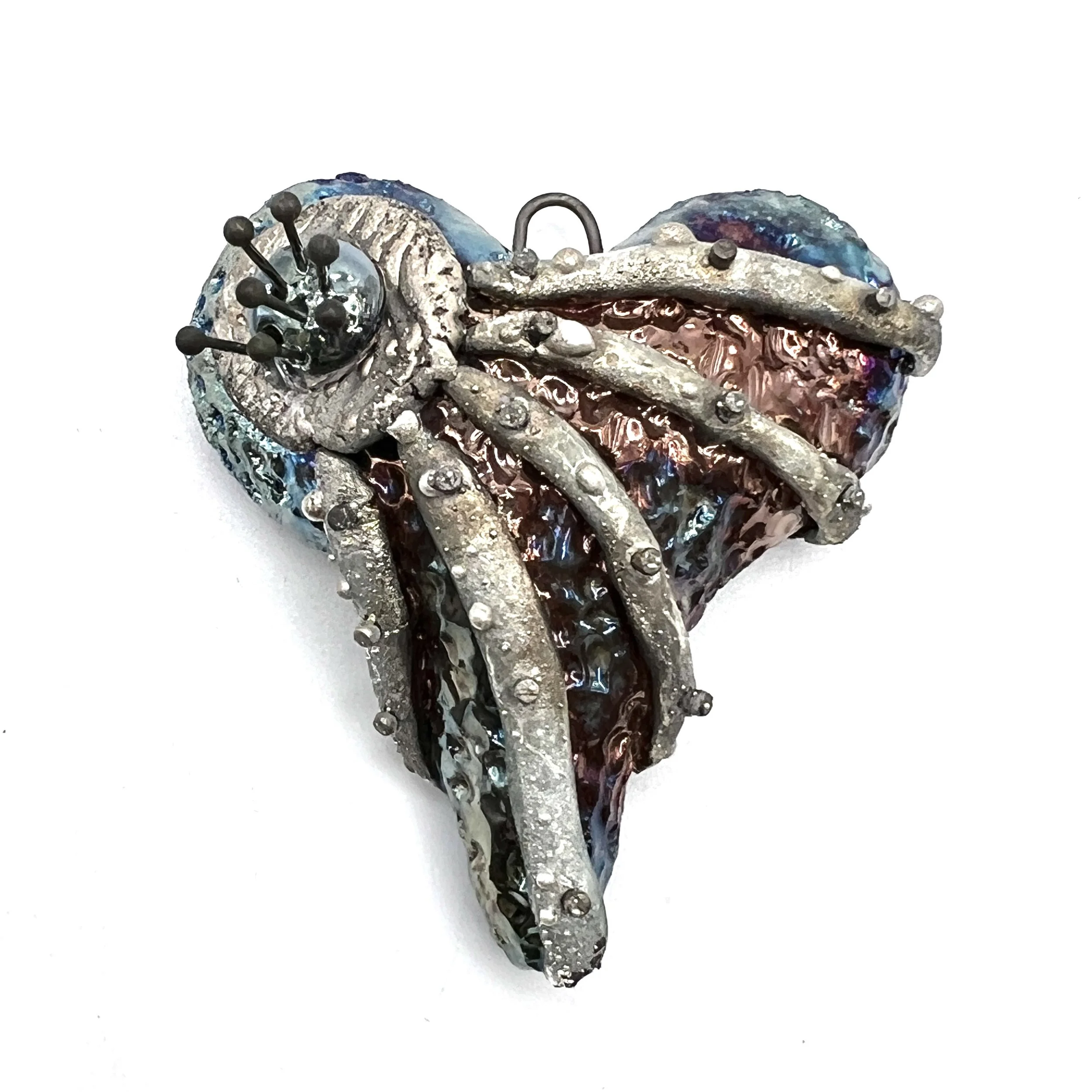 Raku Heart Pendant Ceramic Jewelry Supply Handmade by MAKUstudio