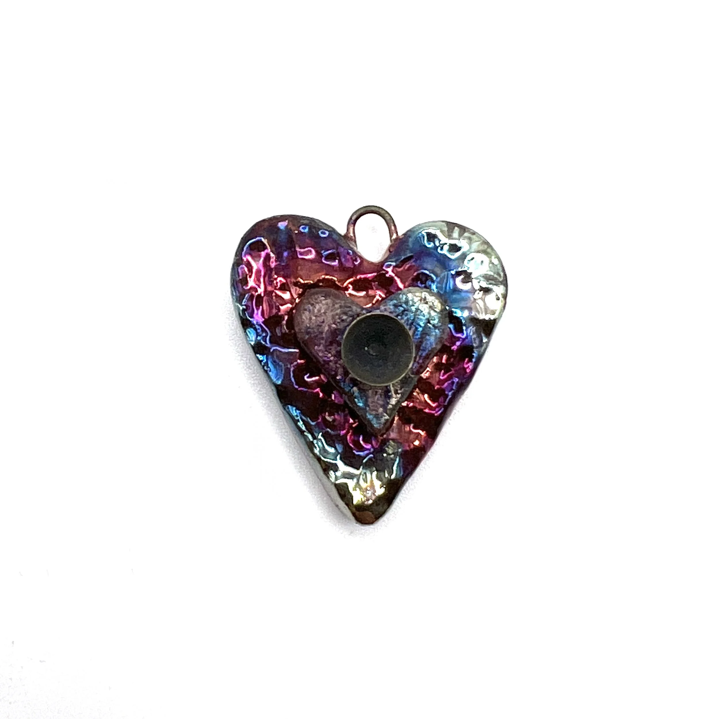 Raku Heart Pendant Charm Earring Component Ceramic Jewelry Supply Handmade by MAKUstudio