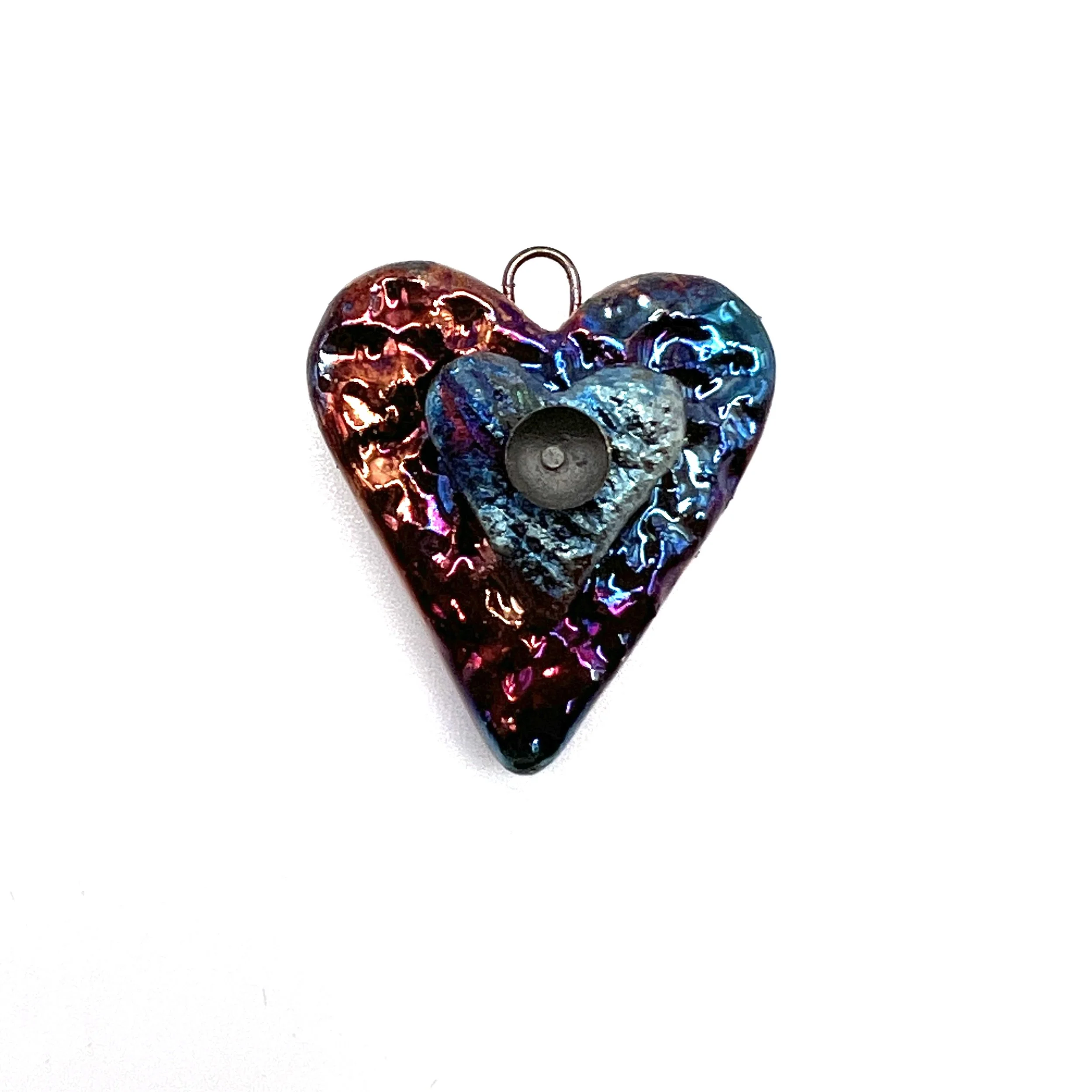 Raku Heart Pendant Charm Earring Component Ceramic Jewelry Supply Handmade by MAKUstudio