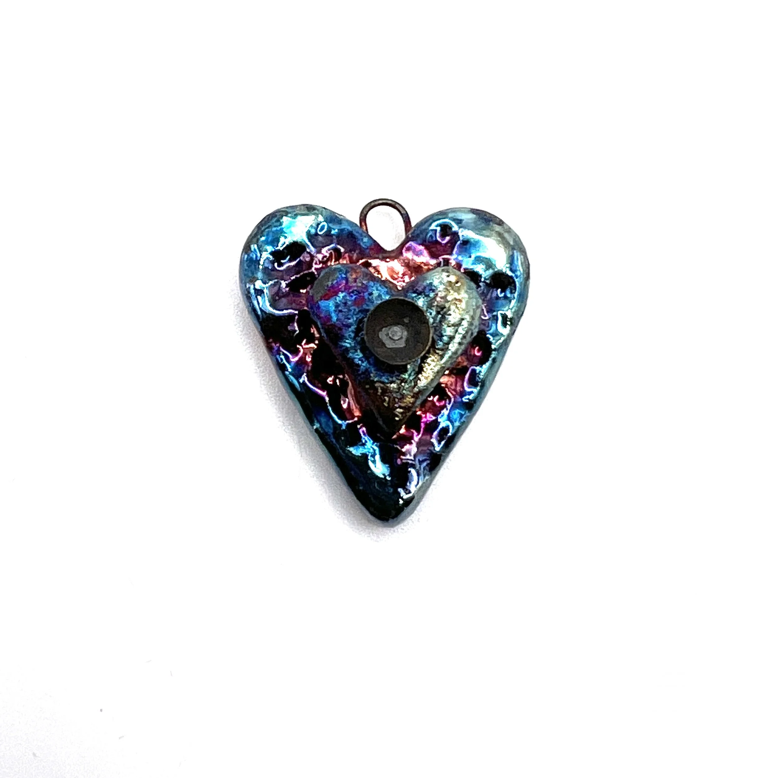 Raku Heart Pendant Charm Earring Component Ceramic Jewelry Supply Handmade by MAKUstudio