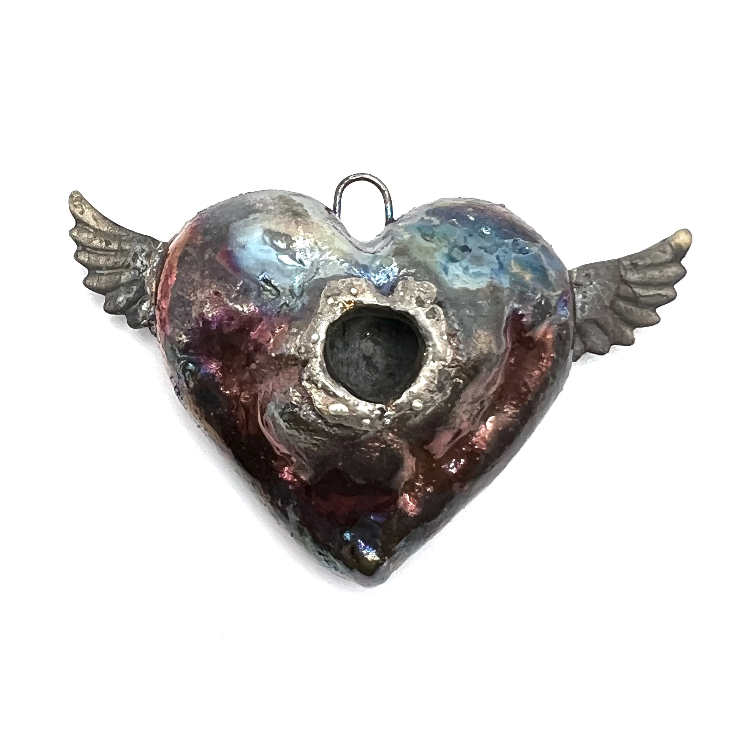 Winged Angel Heart Pendant Jewelry Supply Handmade by MAKUstudio