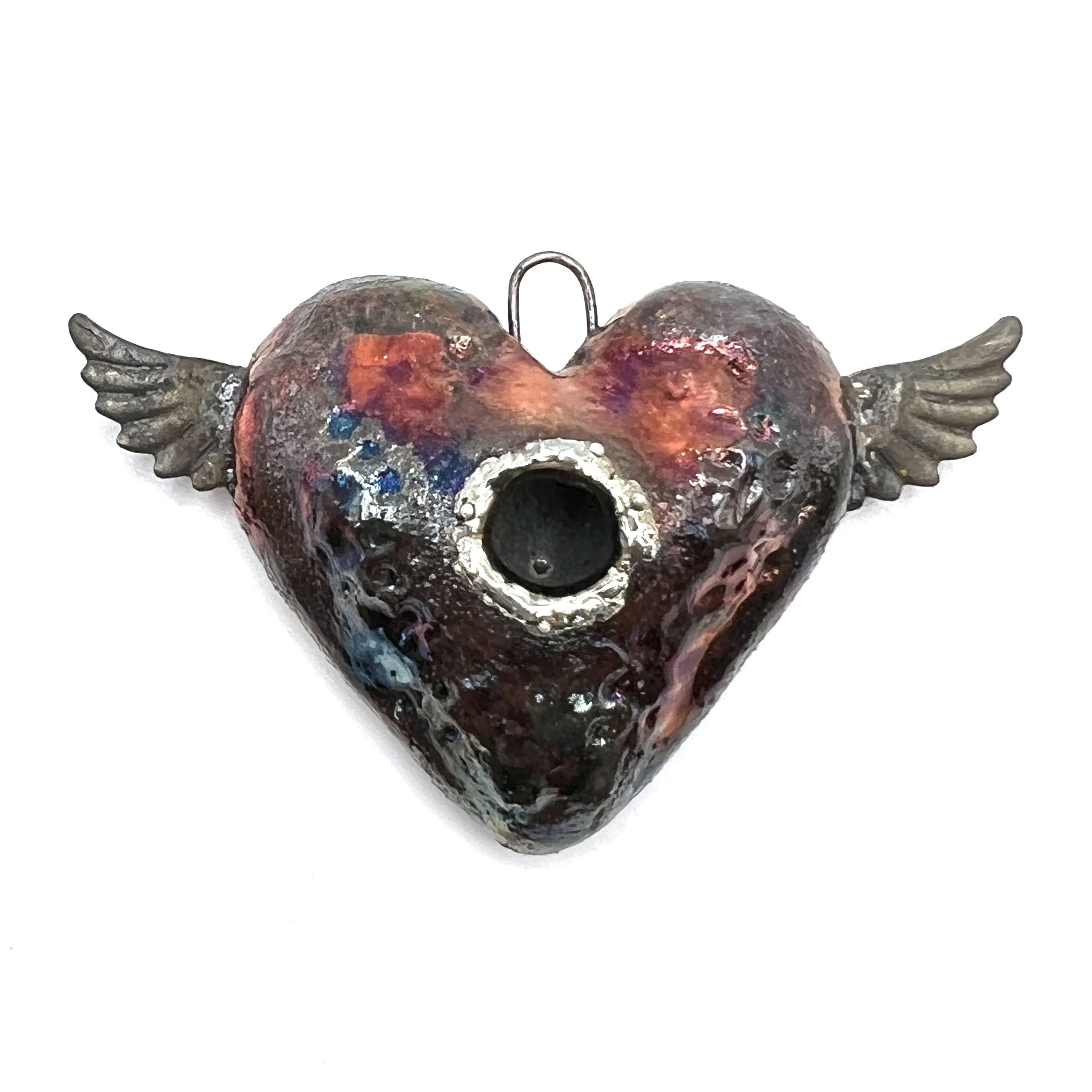 Winged Angel Heart Pendant Jewelry Supply Handmade by MAKUstudio