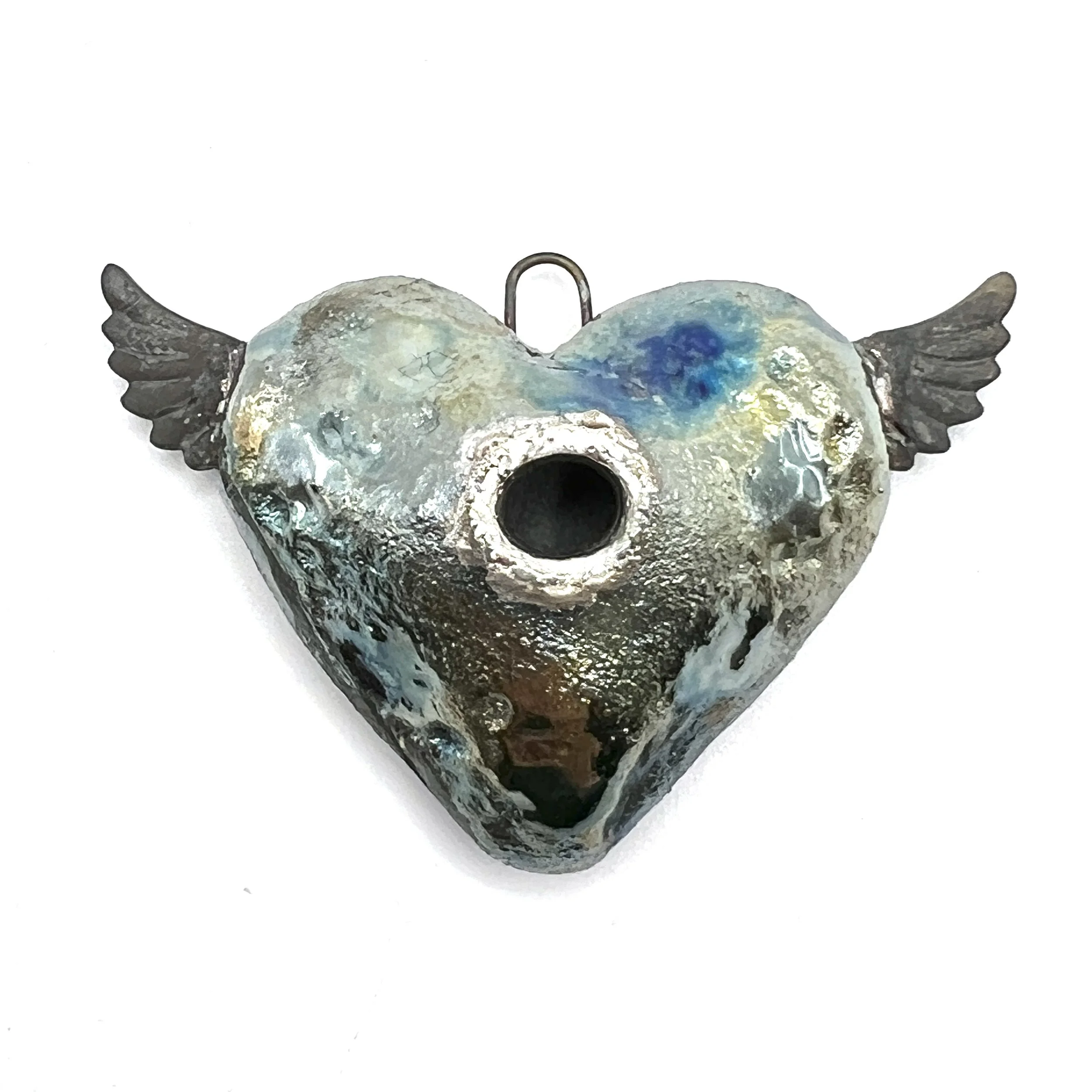 Winged Angel Heart Pendant Jewelry Supply Handmade by MAKUstudio
