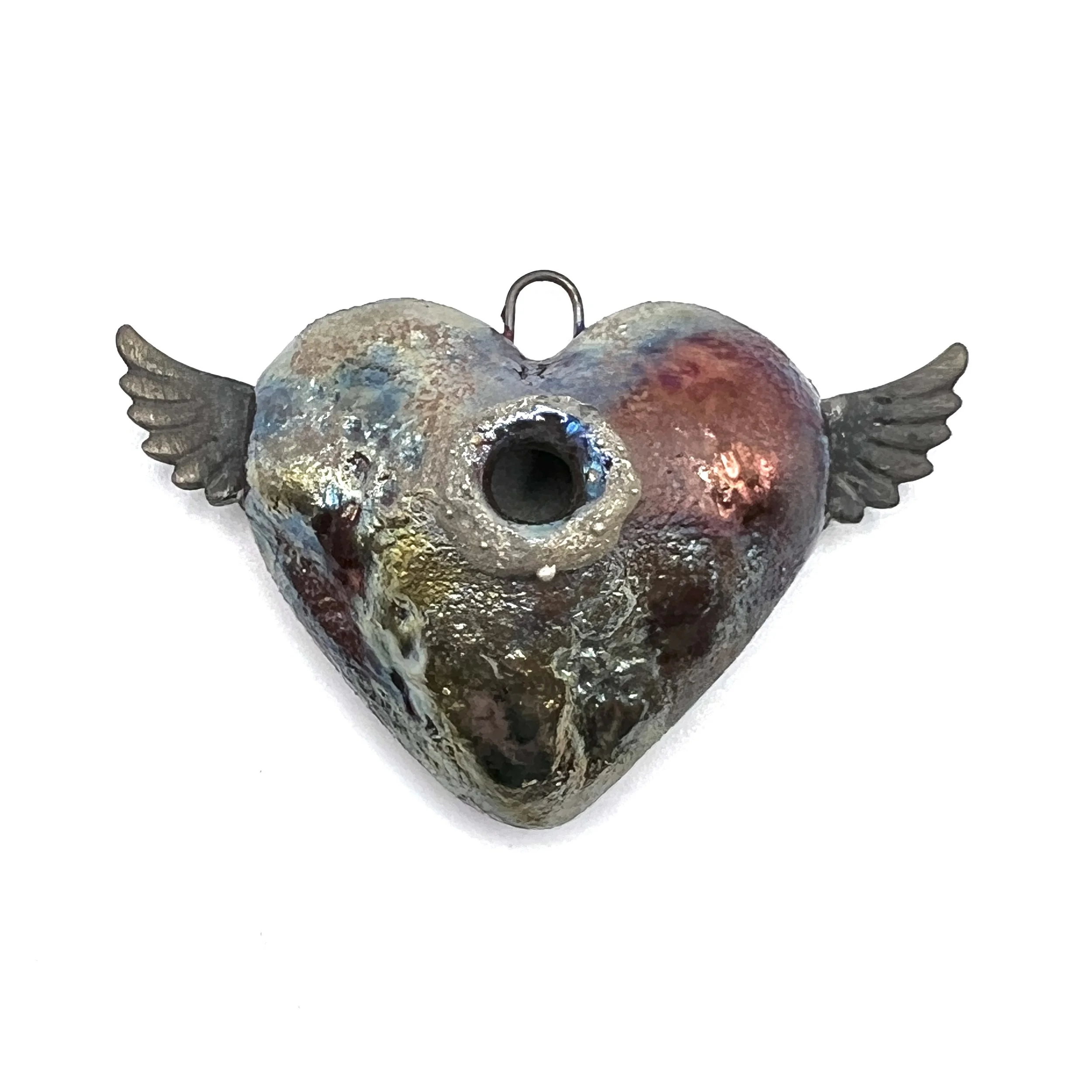 Winged Angel Heart Pendant Jewelry Supply Handmade by MAKUstudio