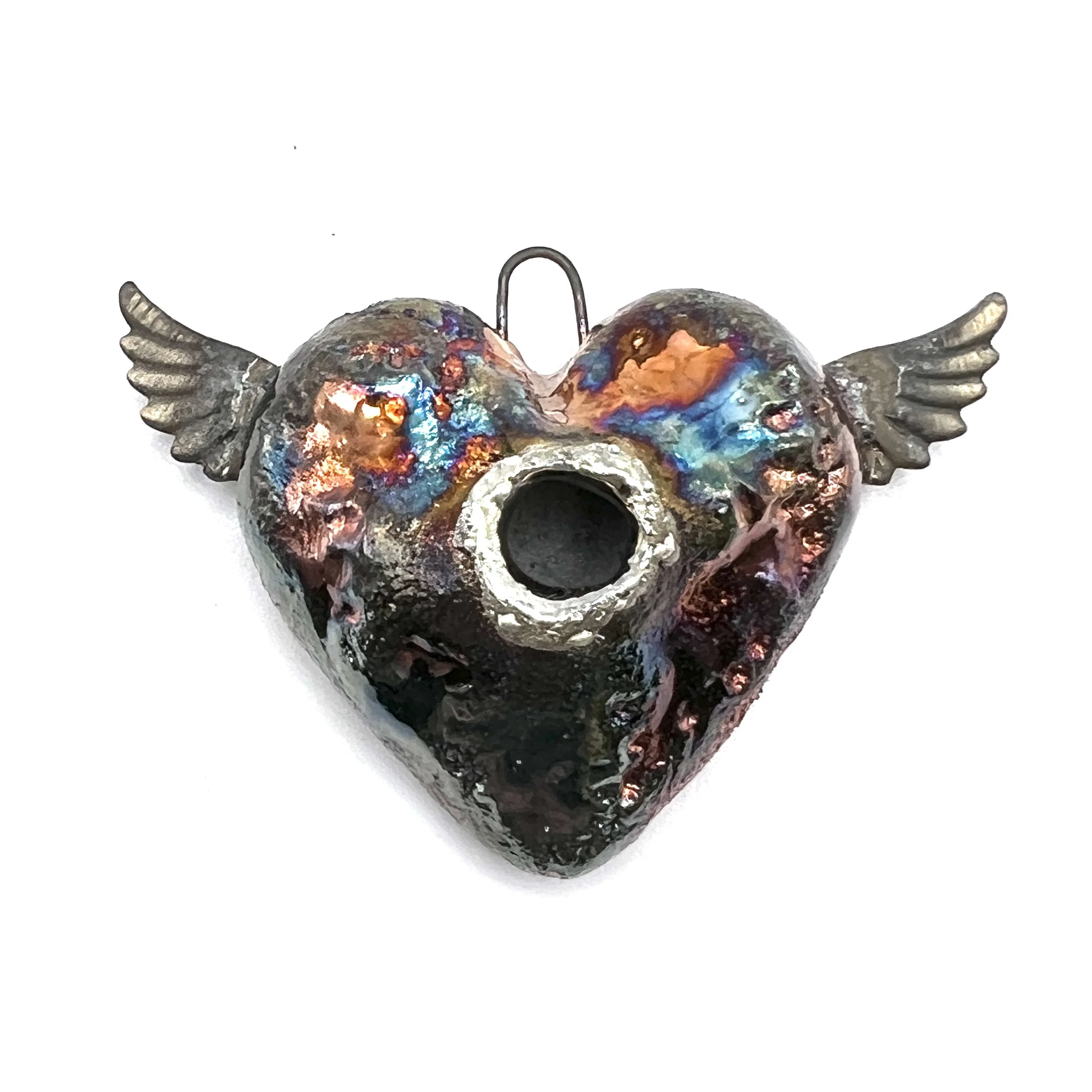 Winged Angel Heart Pendant Jewelry Supply Handmade by MAKUstudio