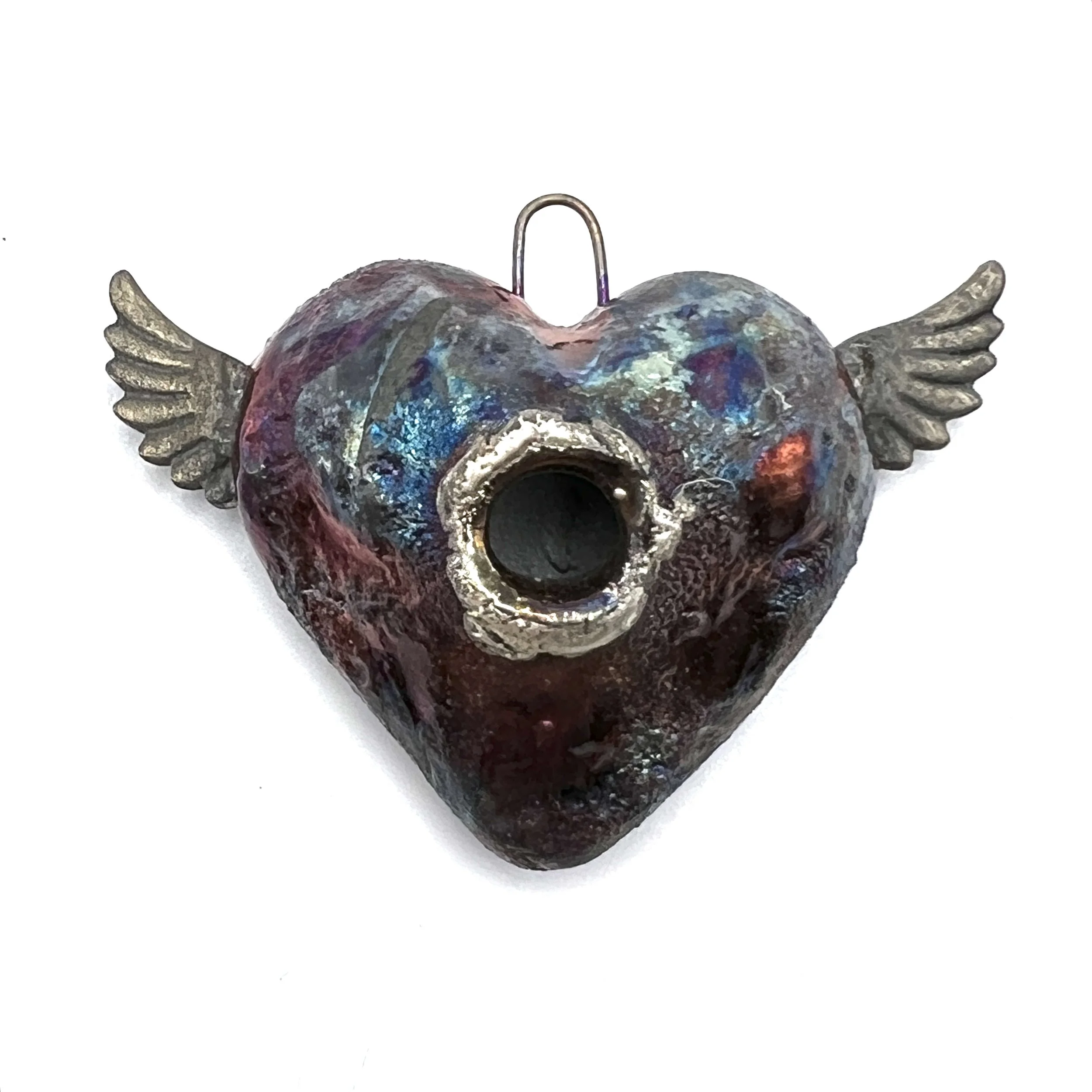Winged Angel Heart Pendant Jewelry Supply Handmade by MAKUstudio