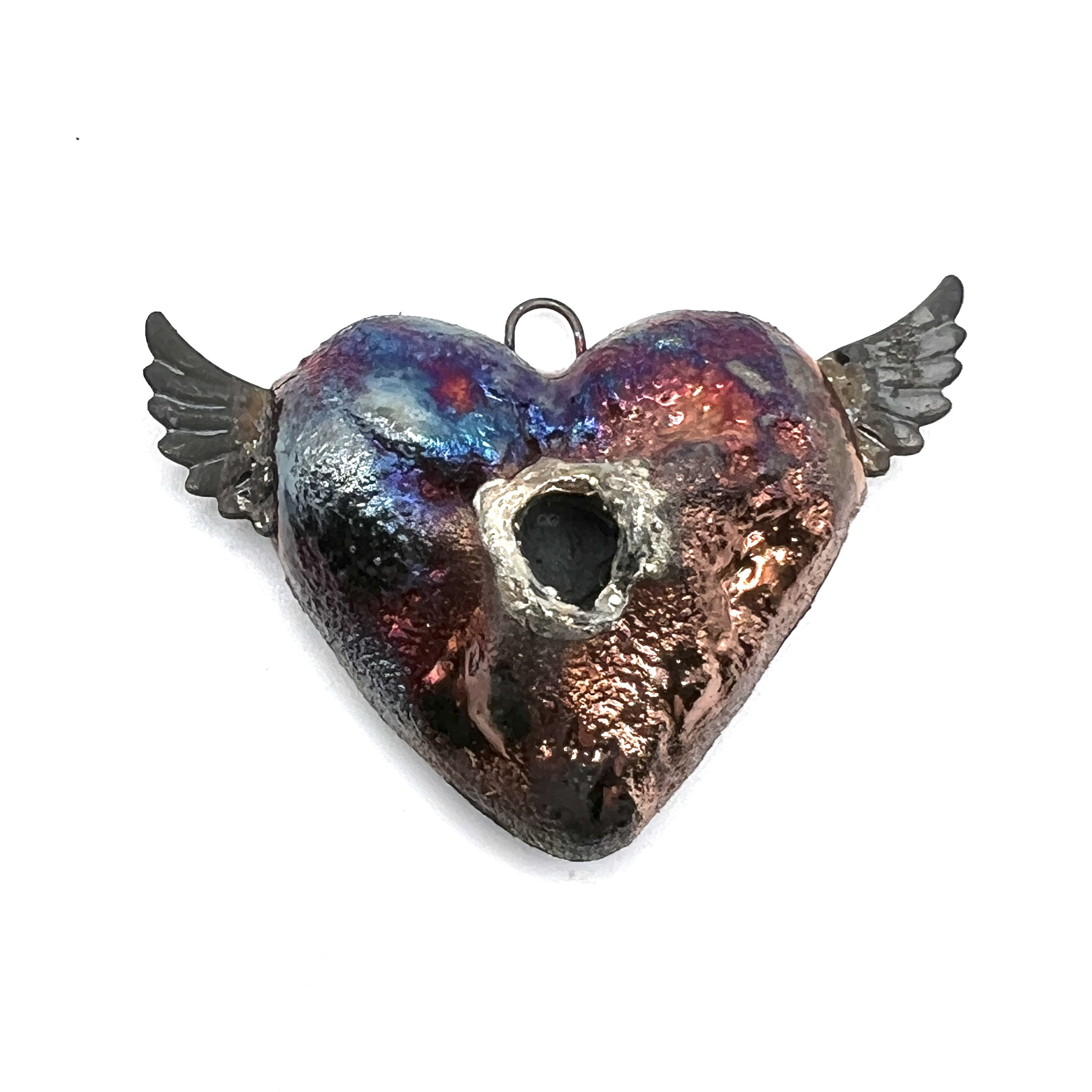 Winged Angel Heart Pendant Jewelry Supply Handmade by MAKUstudio