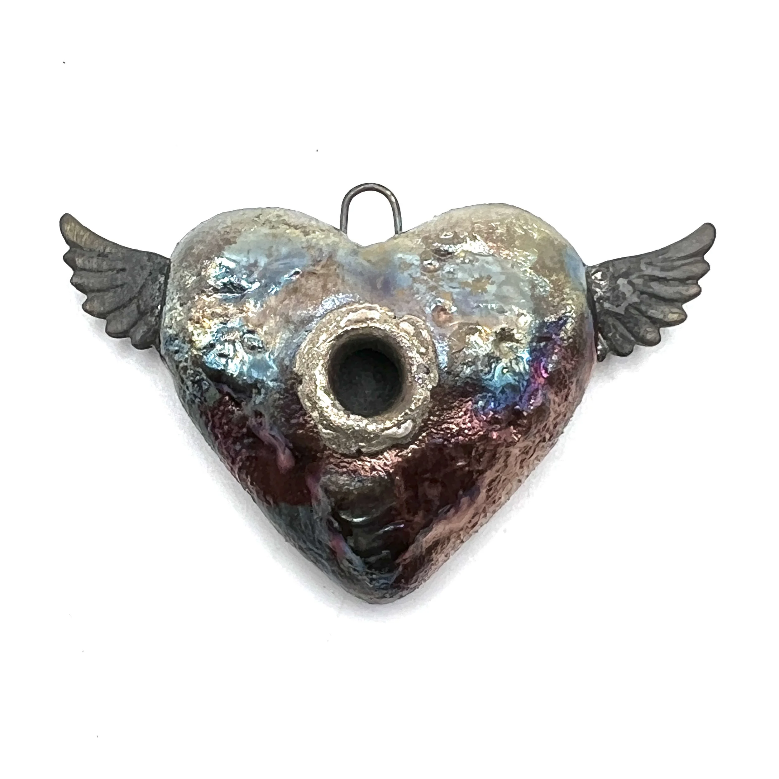 Winged Angel Heart Pendant Jewelry Supply Handmade by MAKUstudio