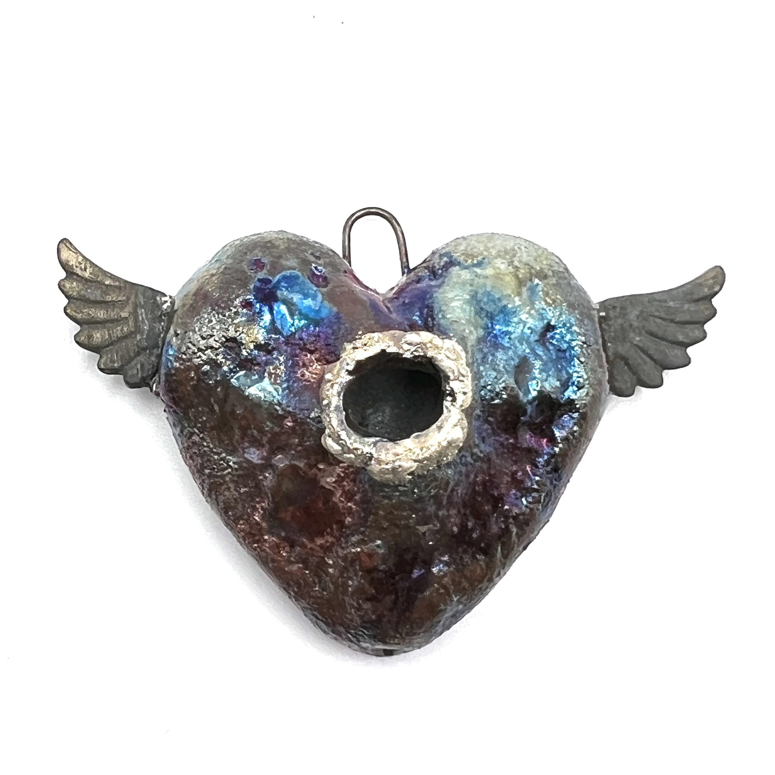Winged Angel Heart Pendant Jewelry Supply Handmade by MAKUstudio