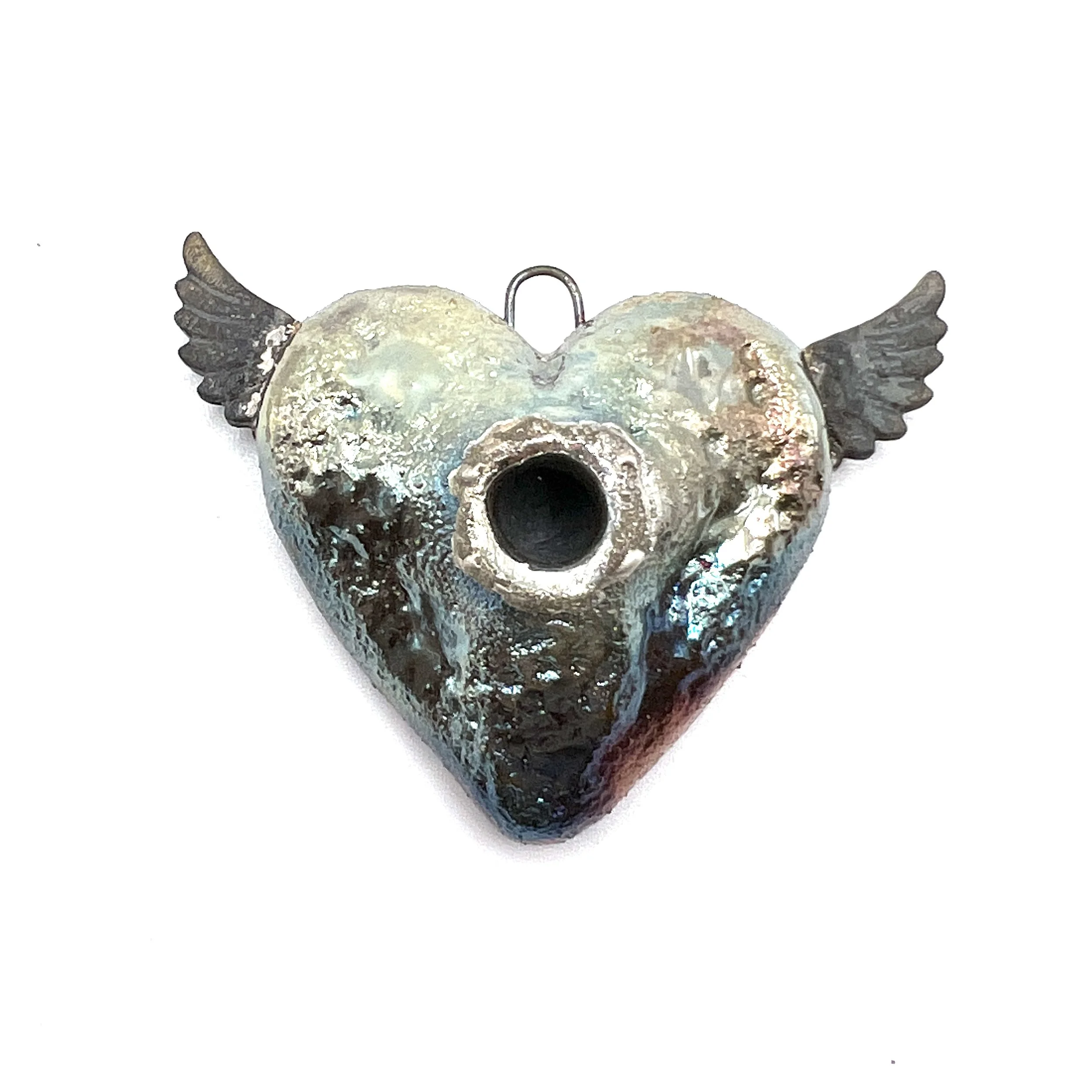 Winged Angel Heart Pendant Jewelry Supply Handmade by MAKUstudio