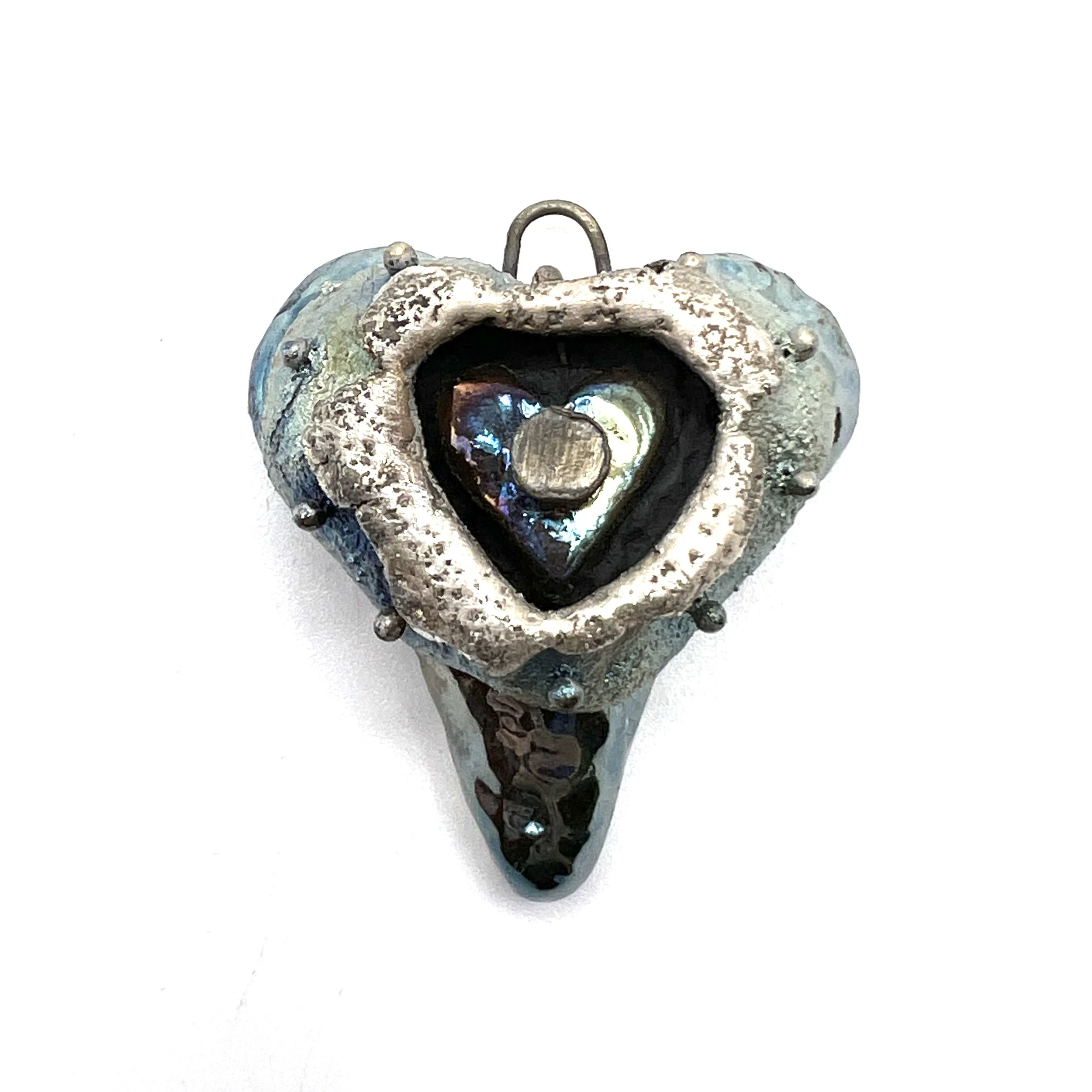 Raku Opening My Heart Pendant Ceramic Jewelry Supply Handmade by MAKUstudio
