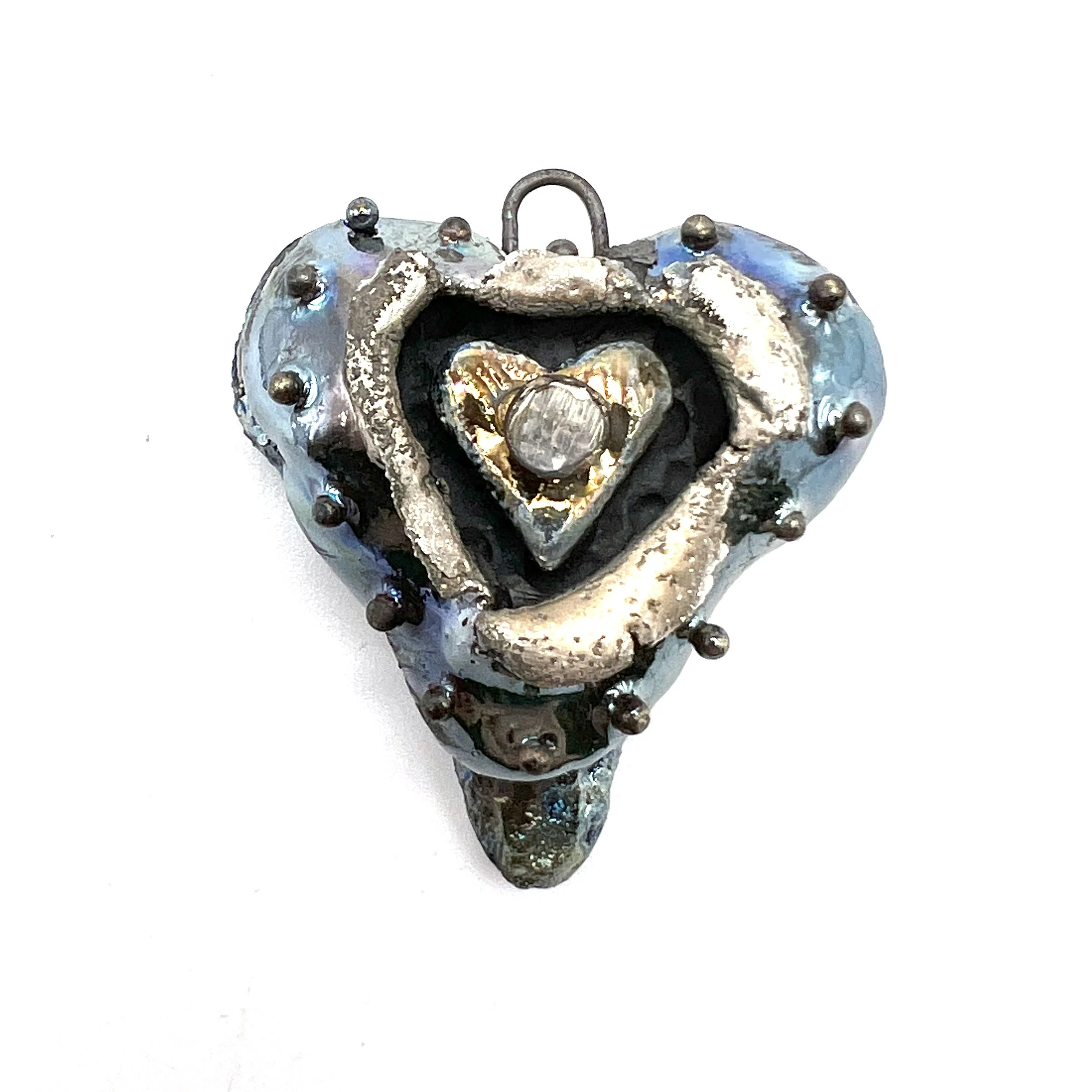 Raku Opening My Heart Pendant Ceramic Jewelry Supply Handmade by MAKUstudio