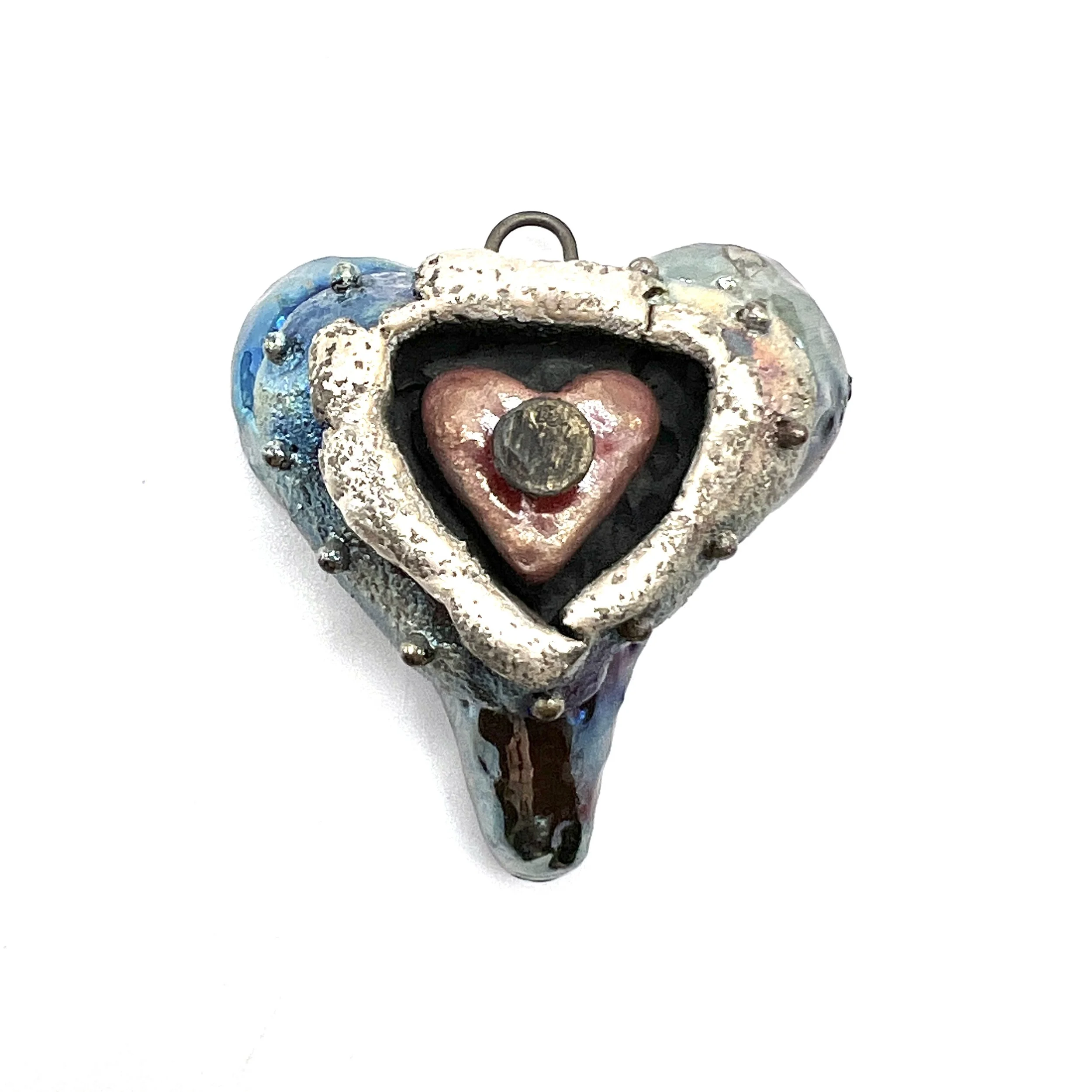 Raku Opening My Heart Pendant Ceramic Jewelry Supply Handmade by MAKUstudio