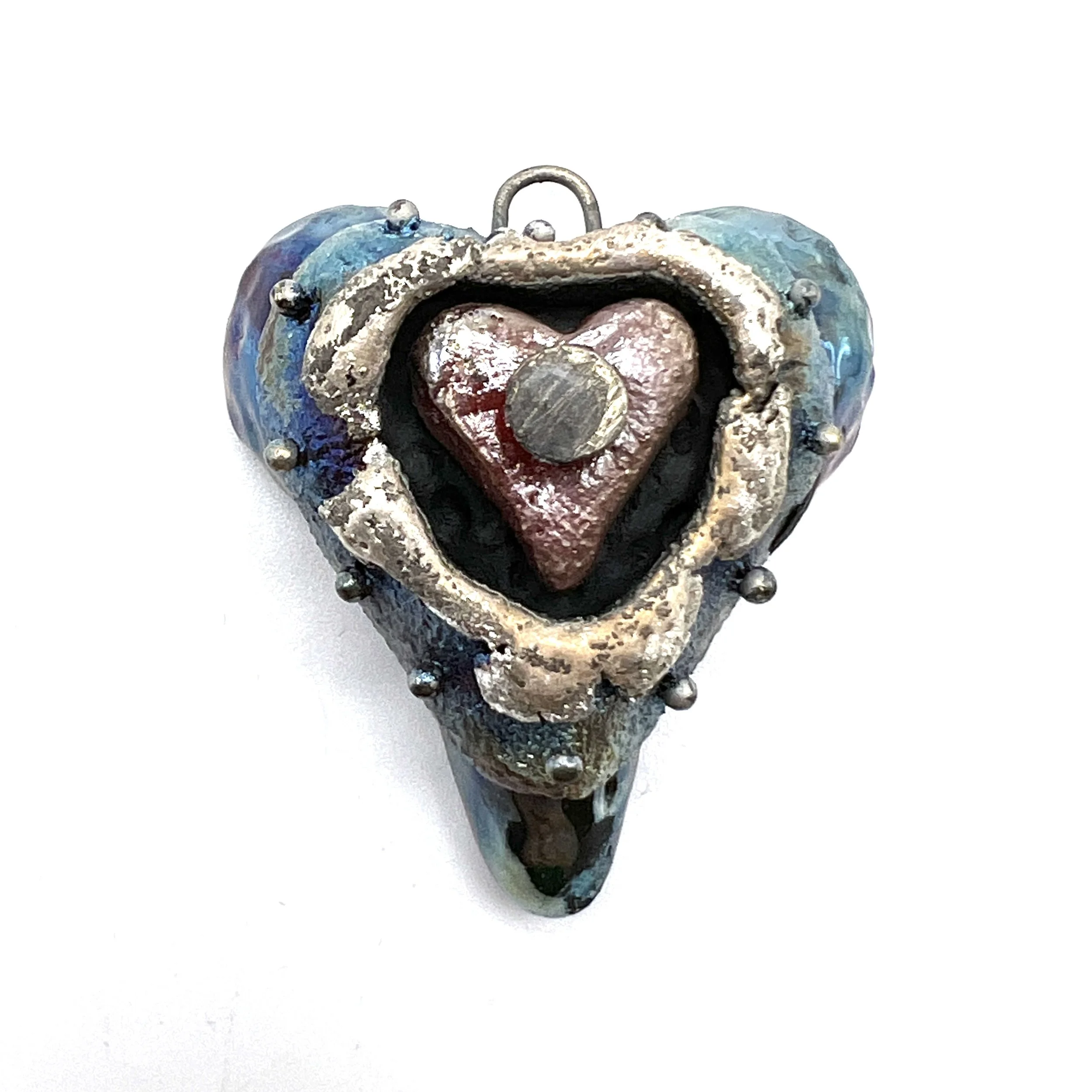 Raku Opening My Heart Pendant Ceramic Jewelry Supply Handmade by MAKUstudio