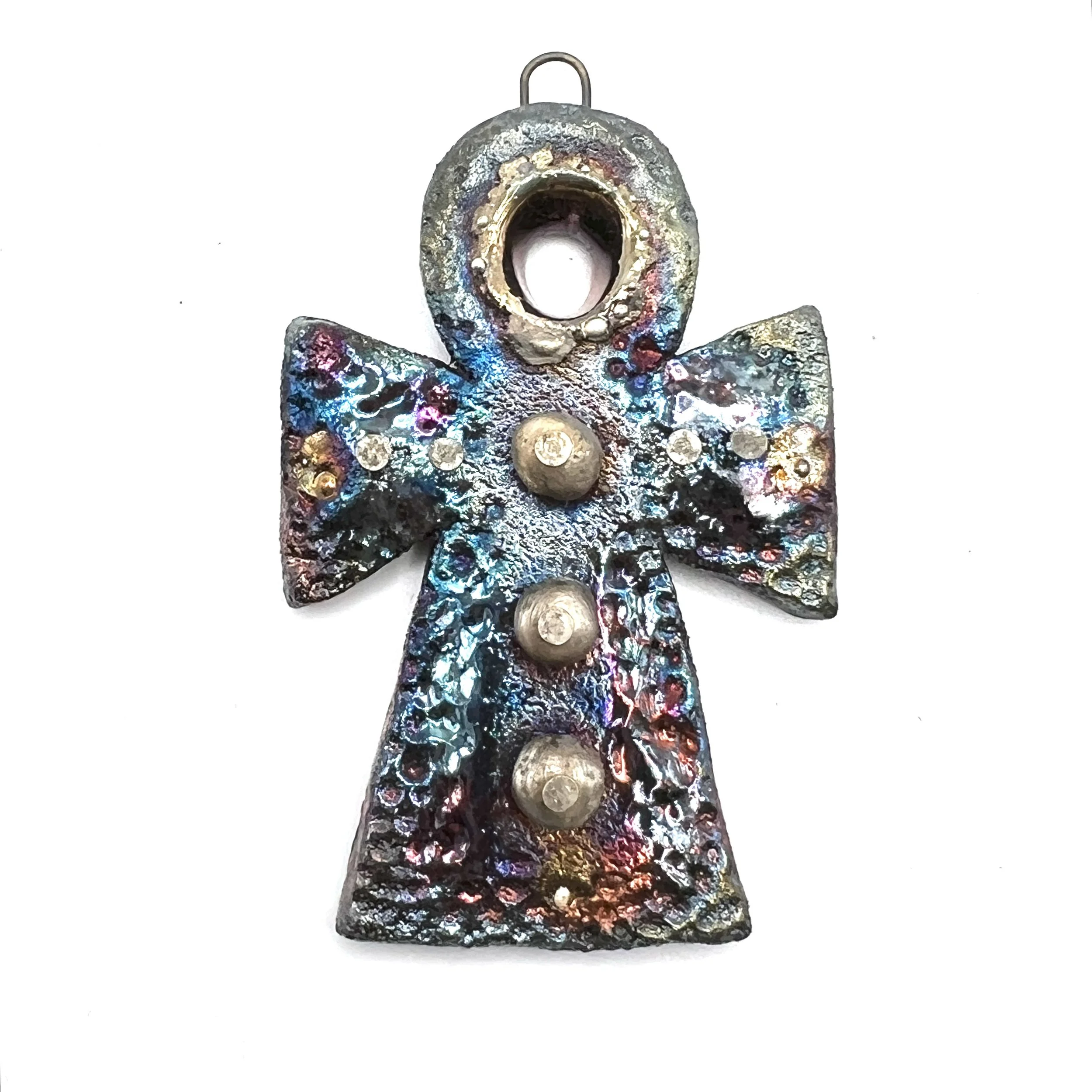 Ankh Ancient Egyptian Key of Life Cross Raku Pendant Ceramic Jewelry Handmade by MAKUstudio