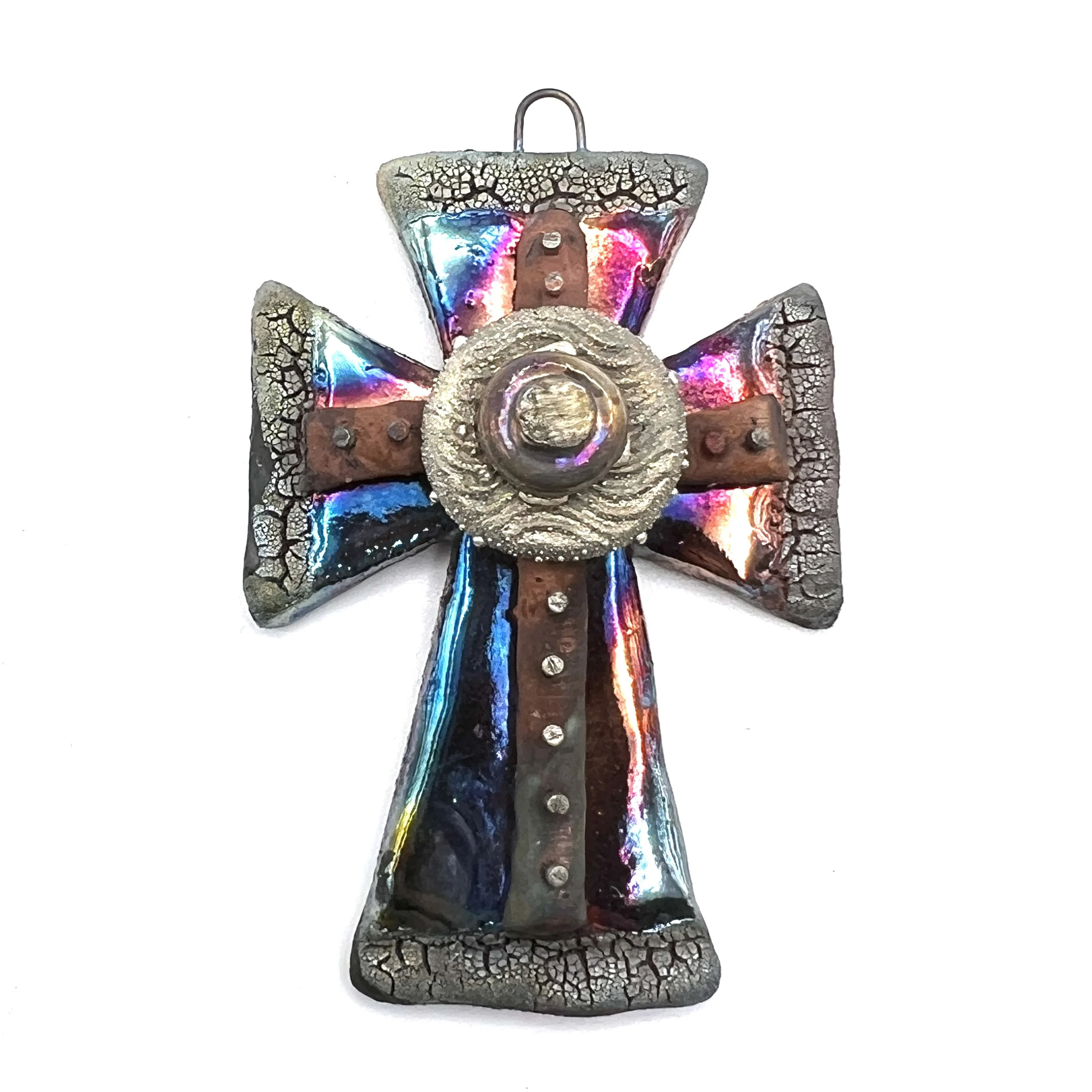 Raku Cross Ceramic Pendant Raku Jewelry Supply Handmade by  MAKUstudio