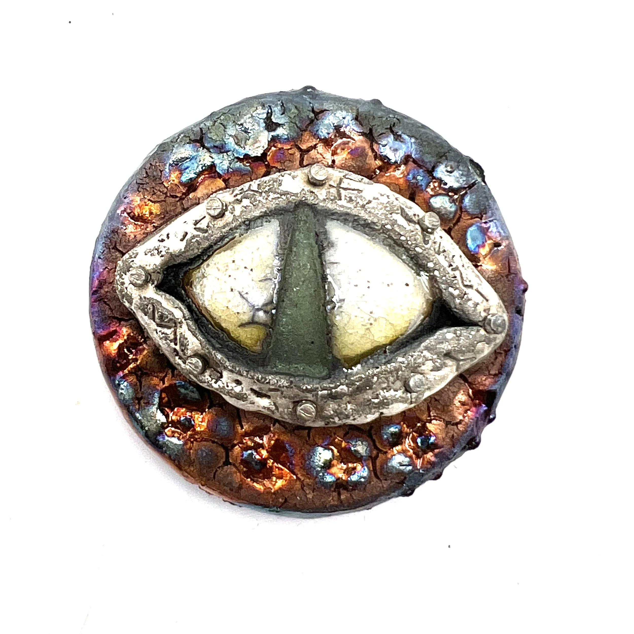 Dragon Eye Raku Ceramic Cabochon Raku Jewelry Supply Handmade by MAKUstudio