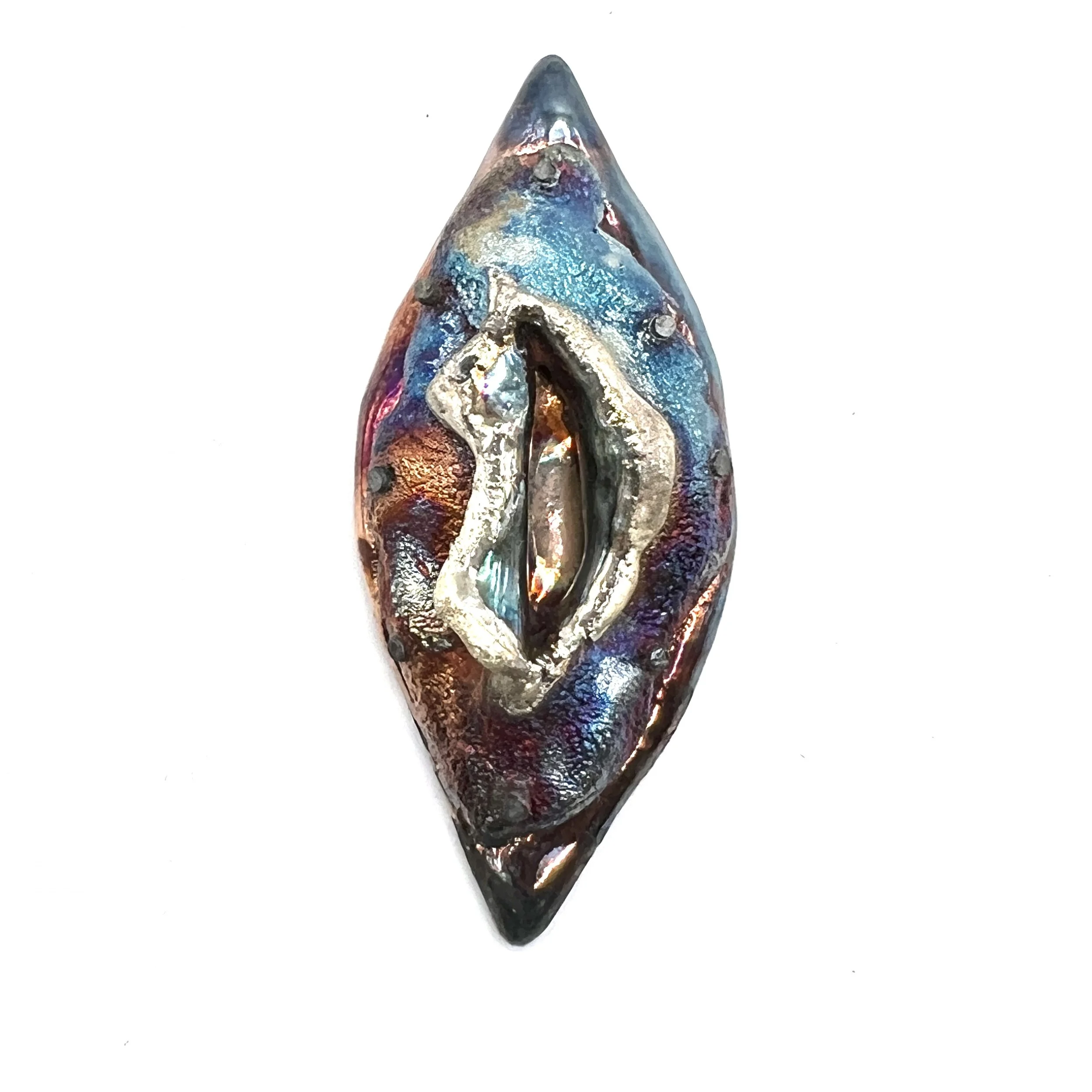 Eye or Lips Raku Ceramic Cabochon Raku Jewelry Supply Handmade by MAKUstudio