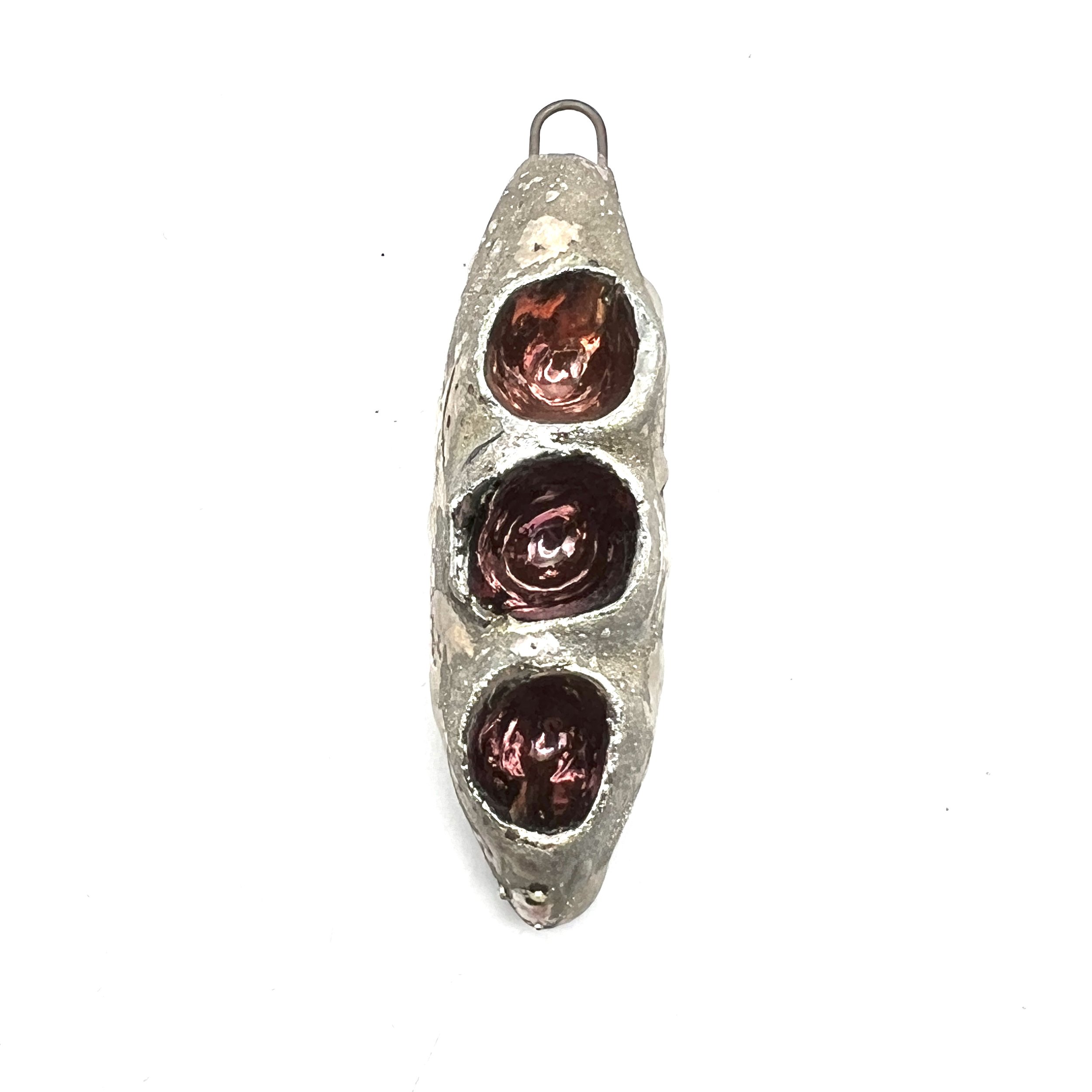 Three Pod Raku Pendant Ceramic Jewelry Supply Handmade by MAKUstudio